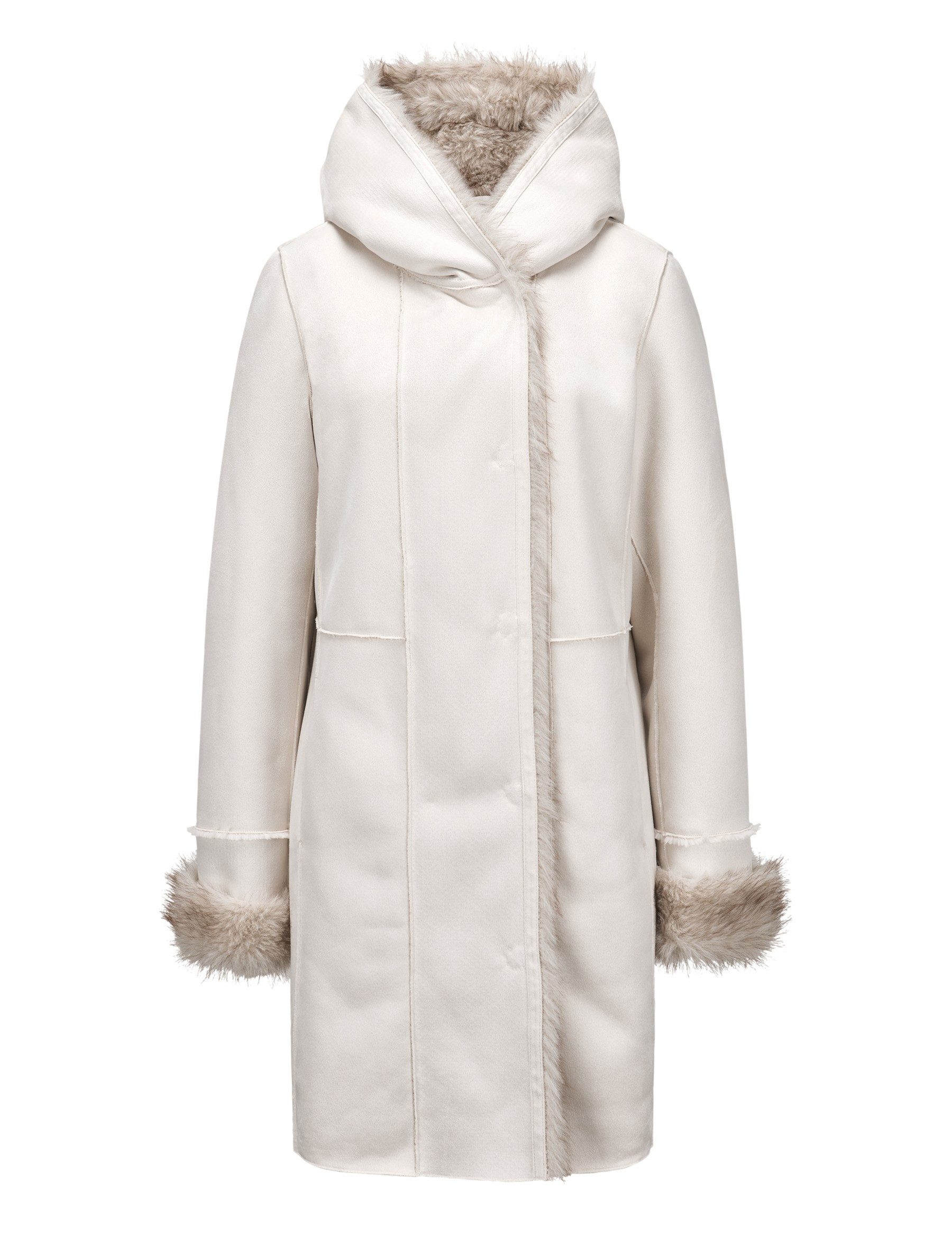 MILESTONE Fellimitatmantel MSMabel Gebondeter Suede-Mantel mit Lammfelloptik & Wolf-Look Fake-Fur – Bild 2 von 5