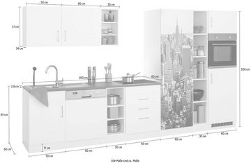 HELD MÖBEL Küchenzeile Paris, ohne E-Geräte, Breite 350 cm