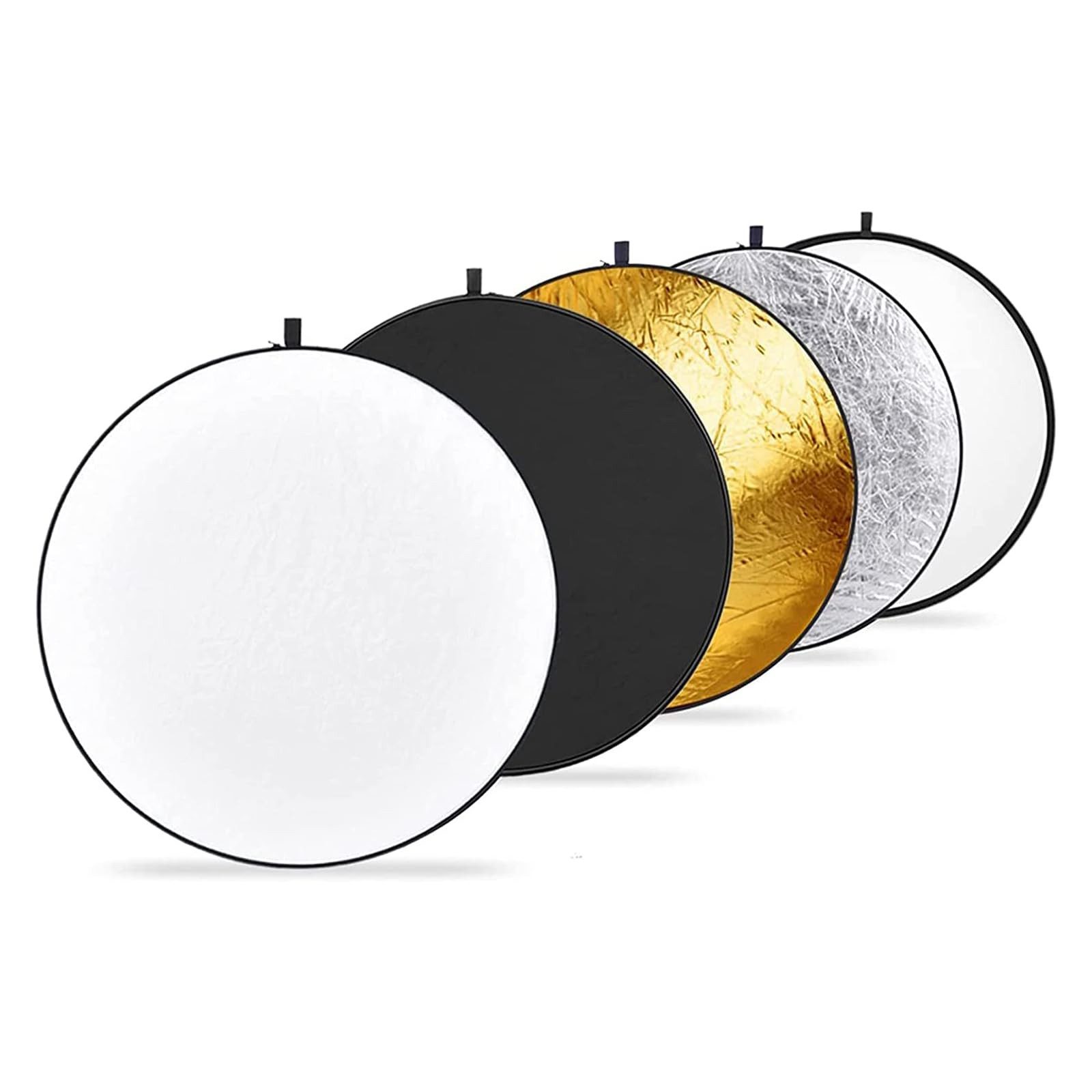 Neewer Blitzlichtreflektoren RF-110 110cm Lichtreflektor Diffusor 5 in 1 Faltbare, (Packung), Farbe:Silber, Weiß, Schwarz