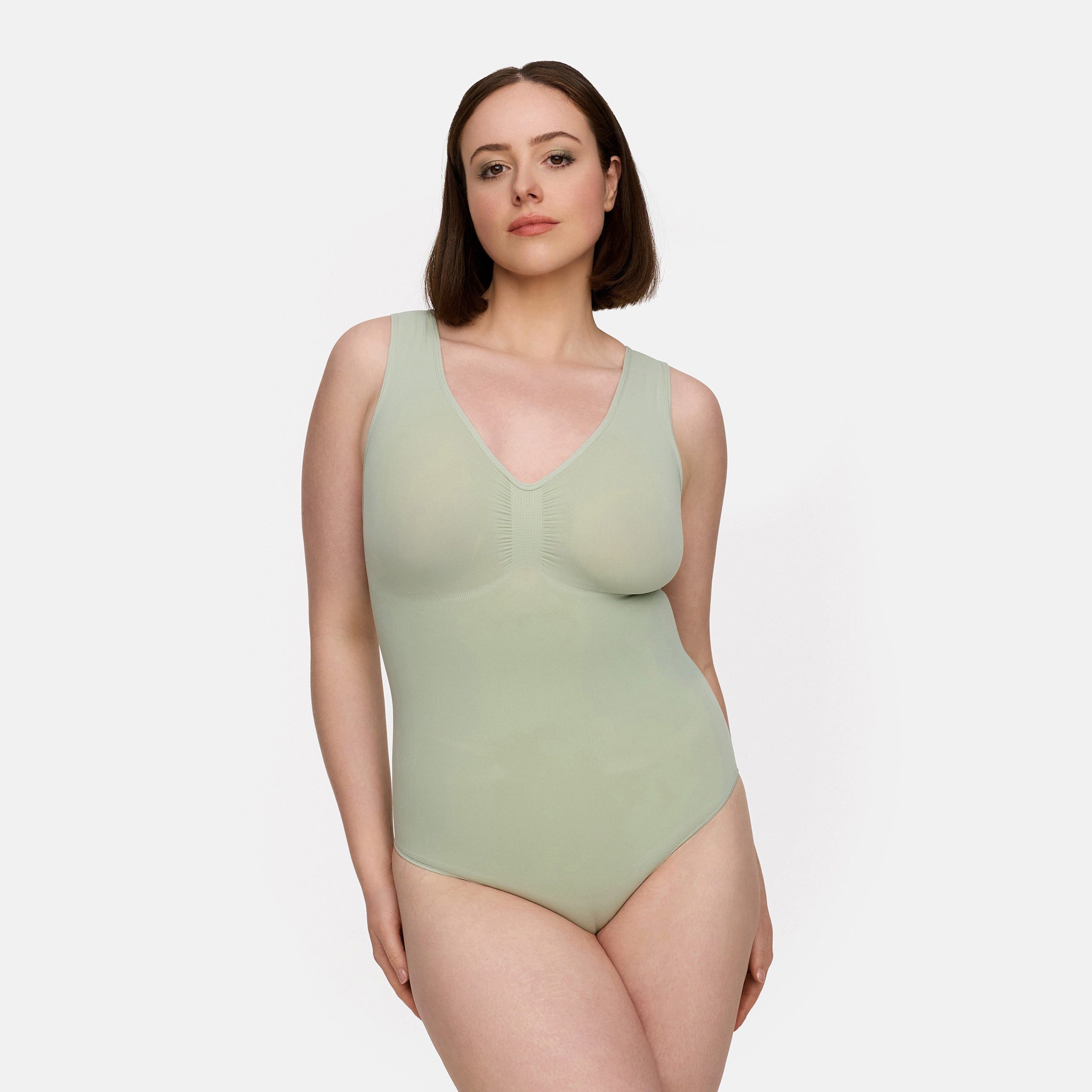 Creamy Fabrics Miederbody Tank Bodysuit Sculpting Shapewear mit String-Sage günstig online kaufen