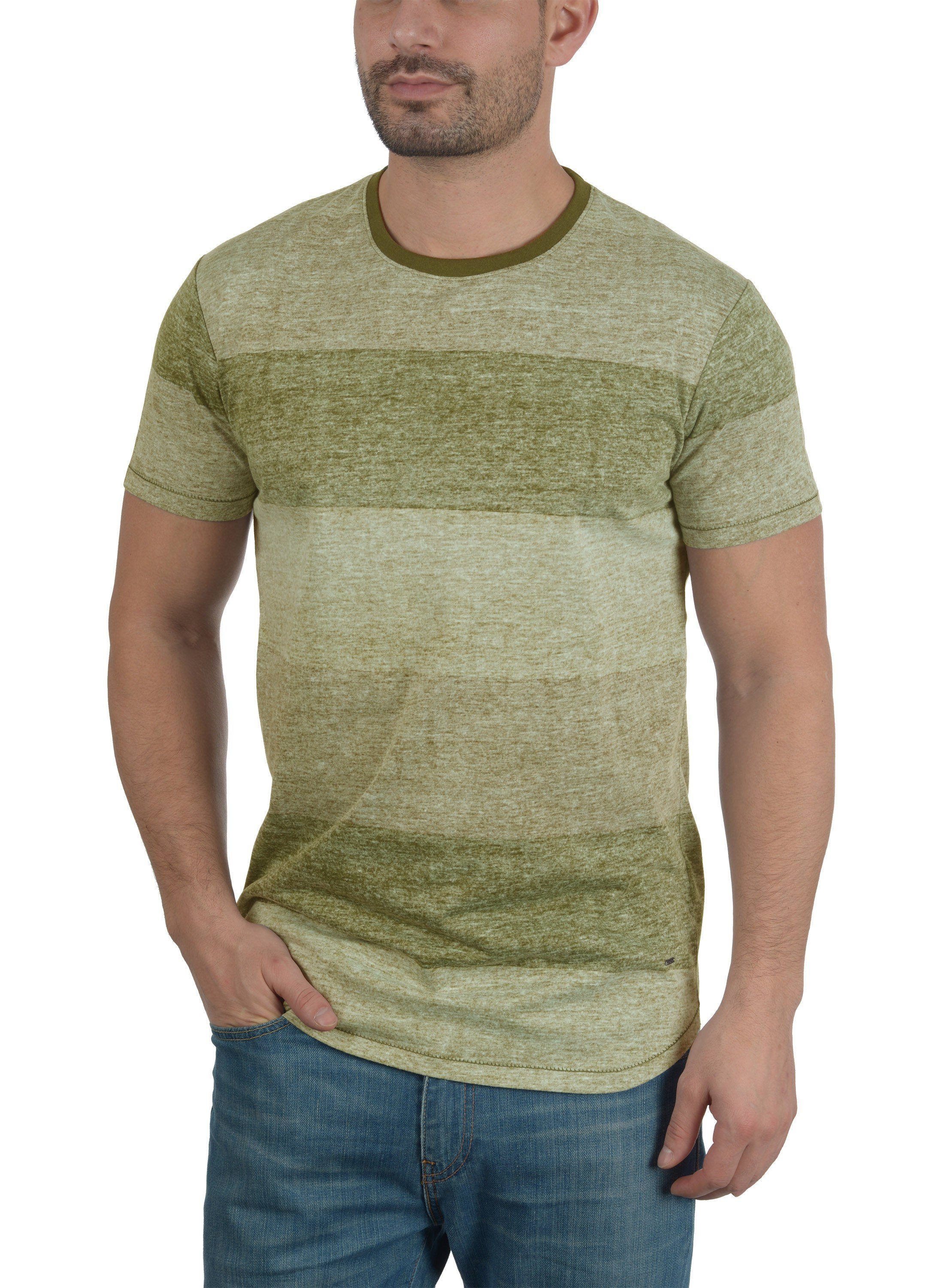 Bag SDTeine !Solid Rundhalsshirt (3590) Green Streifen mit Duffel Kurzarmshirt