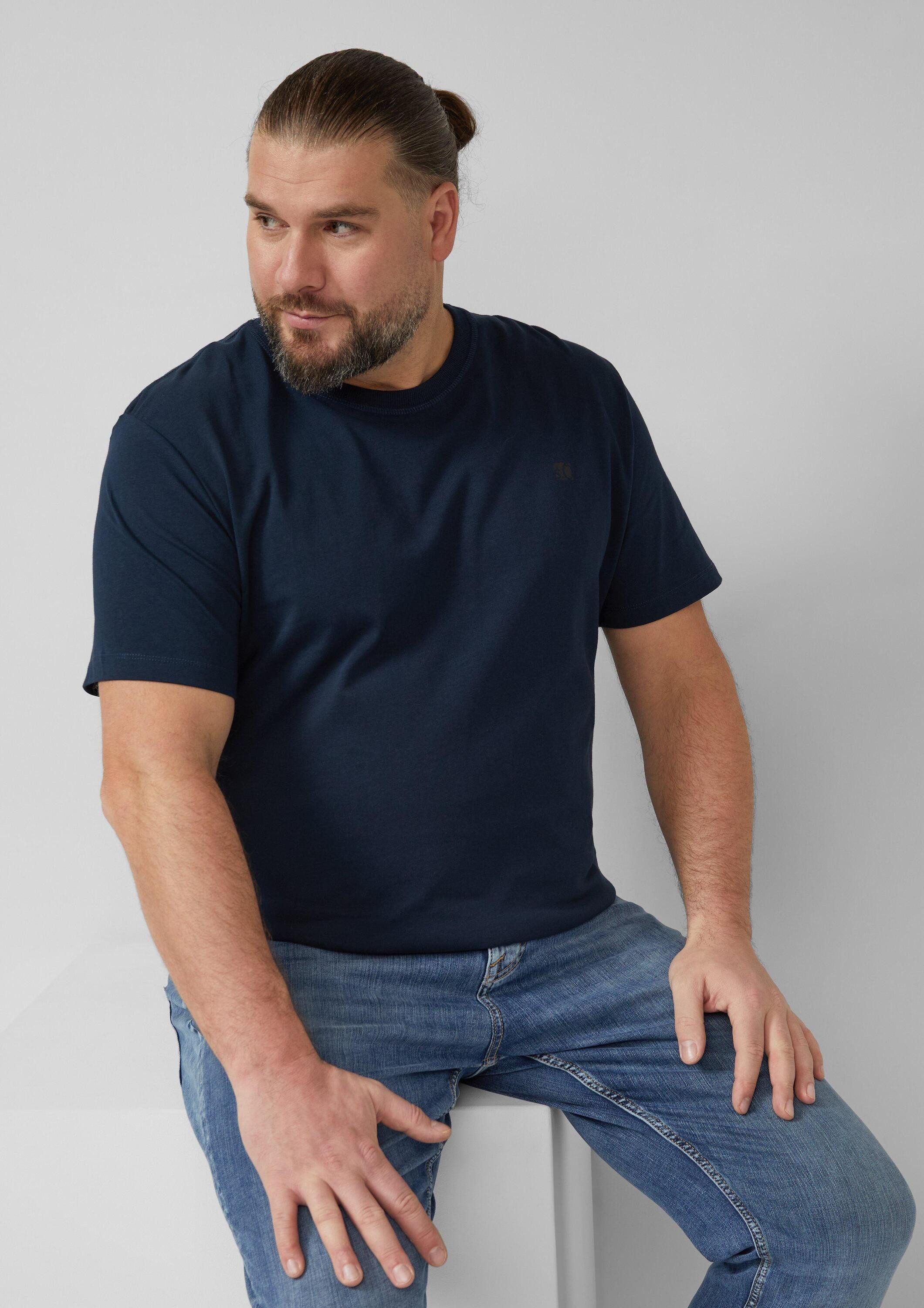 s.Oliver Kurzarmshirt T-Shirt Heavy Jersey T-Shirt mit Crew Neck und Logo-Print