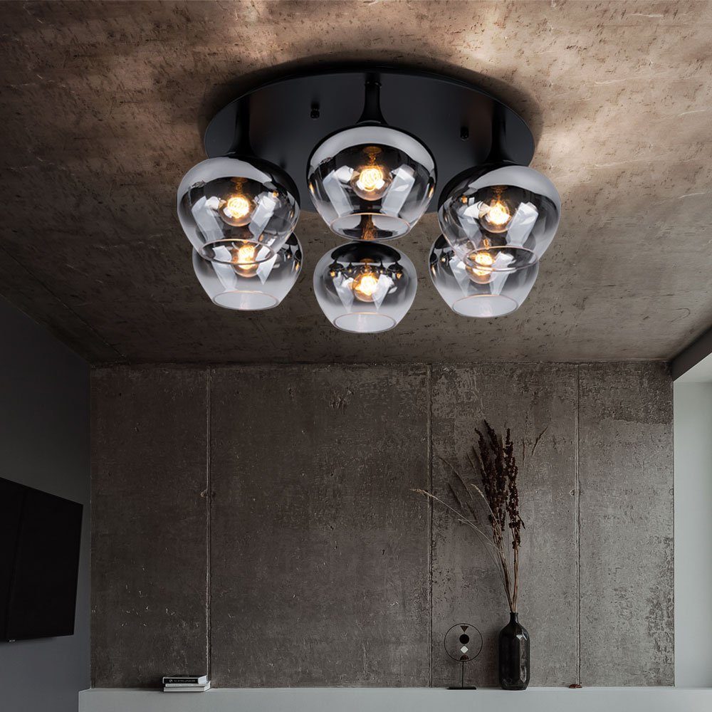 GLOBO LIGHTING Kugelleuchte, Leuchtmittel nicht inklusive, Deckenlampe Rauchglas Deckenleuchte Esszimmerleuchte rund Glaskugel