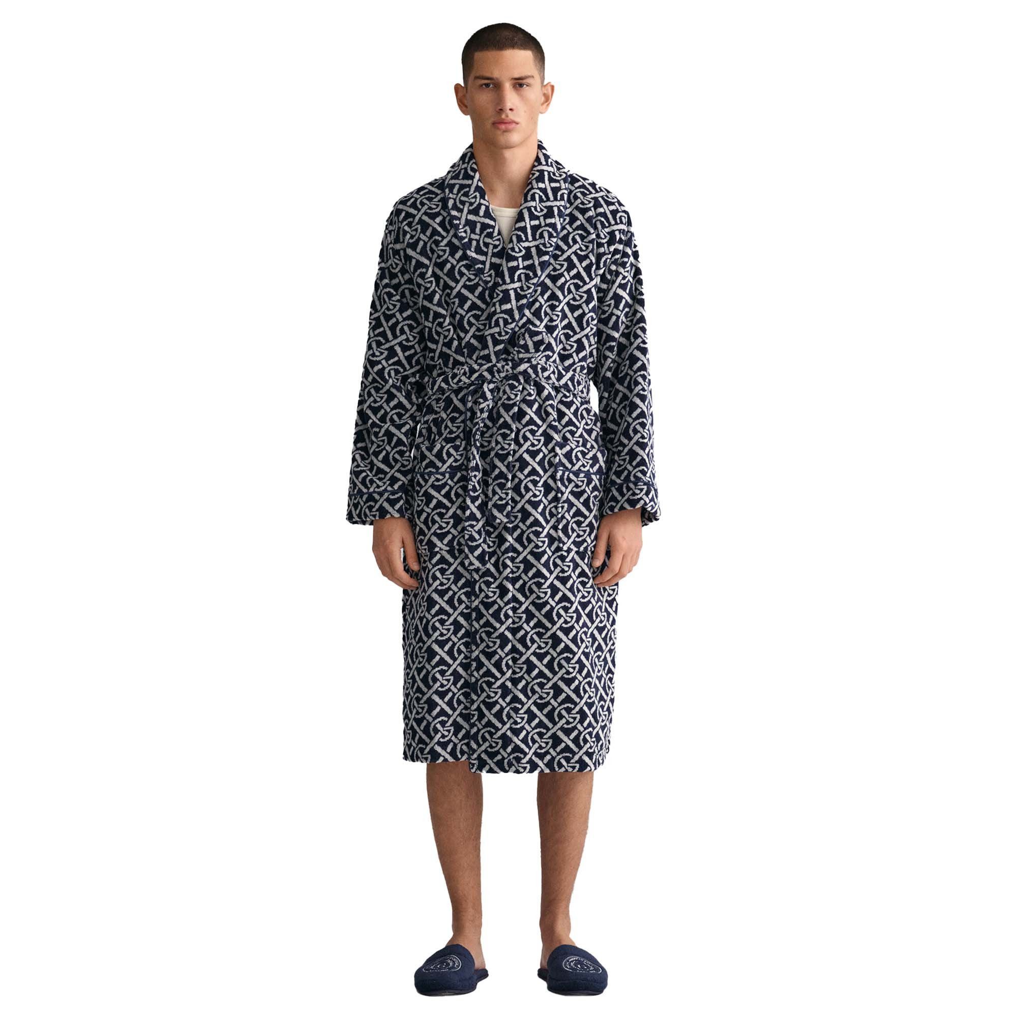 Gant Bademantel Unisex Bademantel Baumwolle G-PATTERN ROBE, Baumwolle