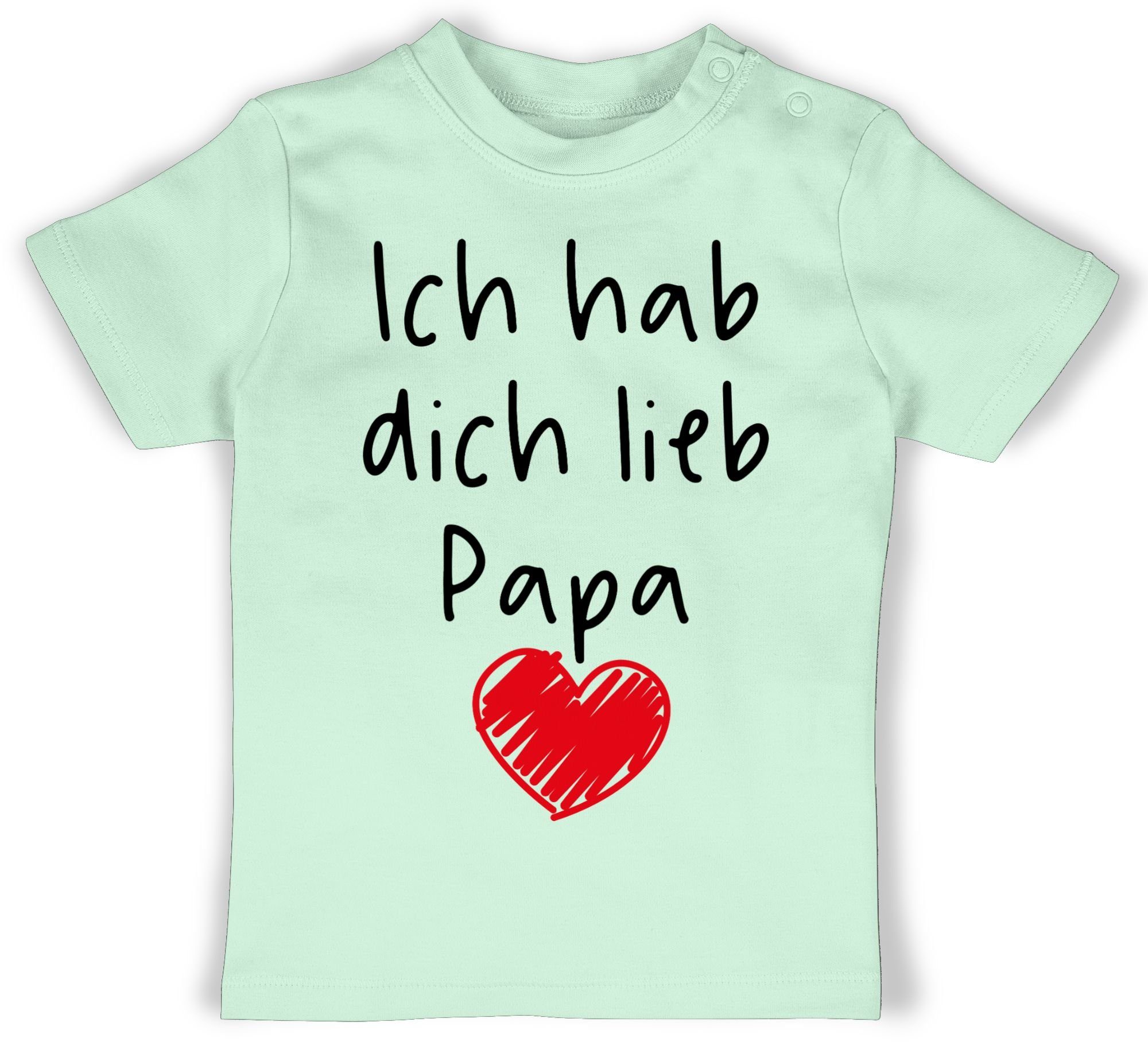 Shirtracer T-Shirt Ich hab dich Geschenk Papa schwarz Baby lieb Vatertag 2 Herz Mintgrün