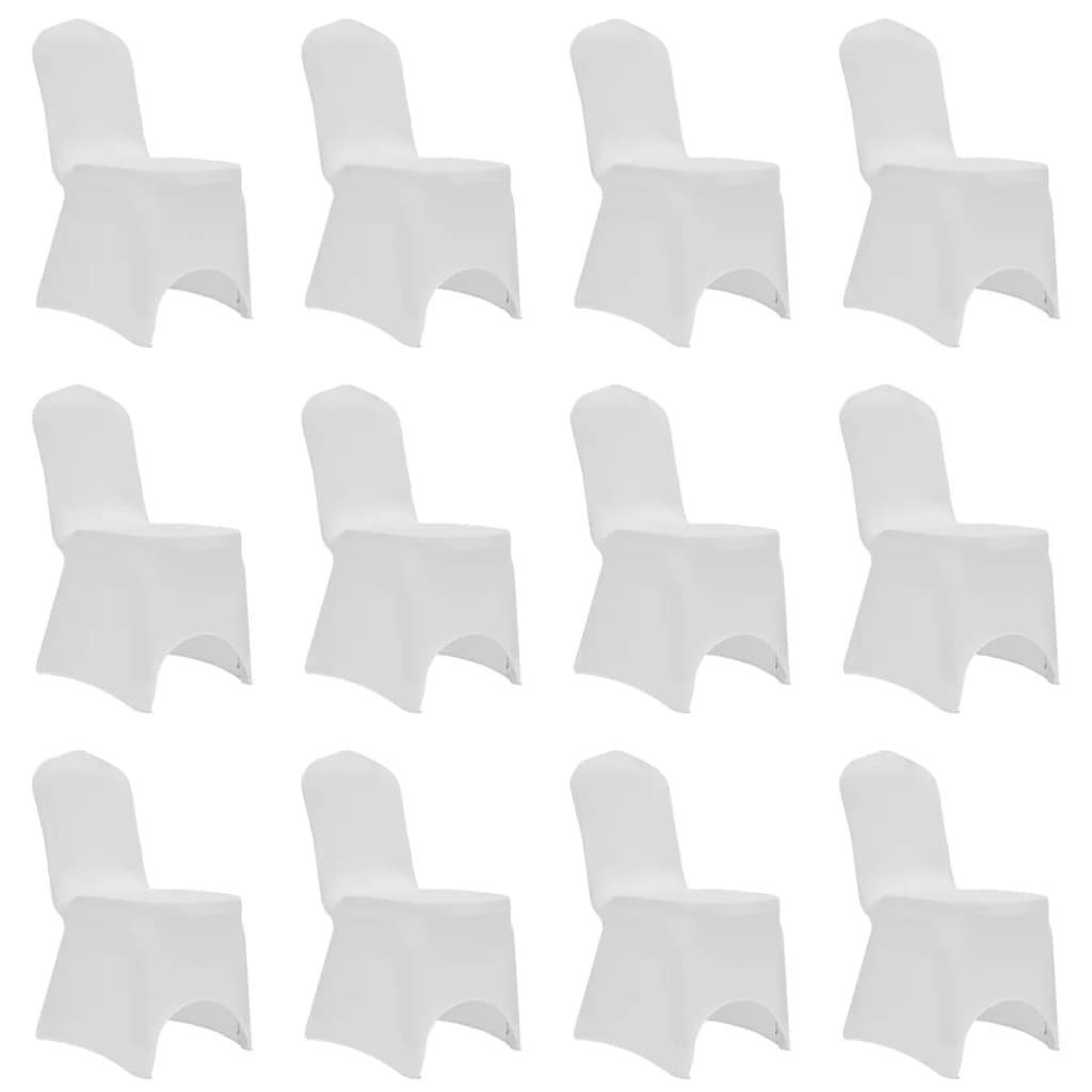 Hussen-Set Stuhlhussen Weiß bis 100 cm Höhe, 12er Set, Polyester mit