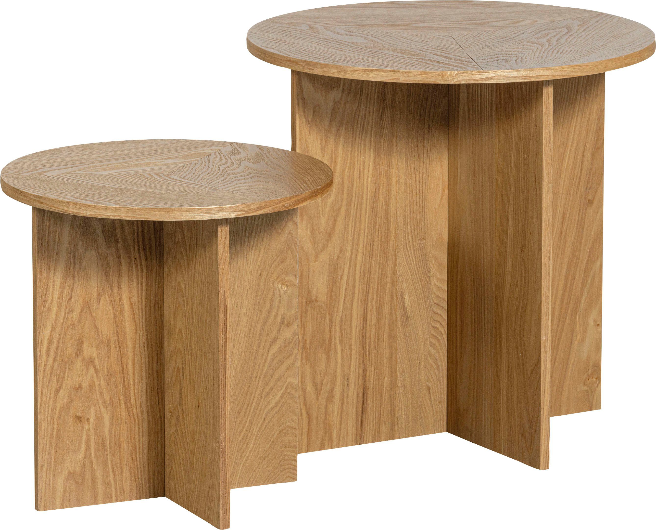 WOOOD Beistelltisch Lina (Maße Tisch 1: B 45/H 45/T 45 Maße Tisch 2: B 35/H 45/T 35), 2 Set aus Massicholz