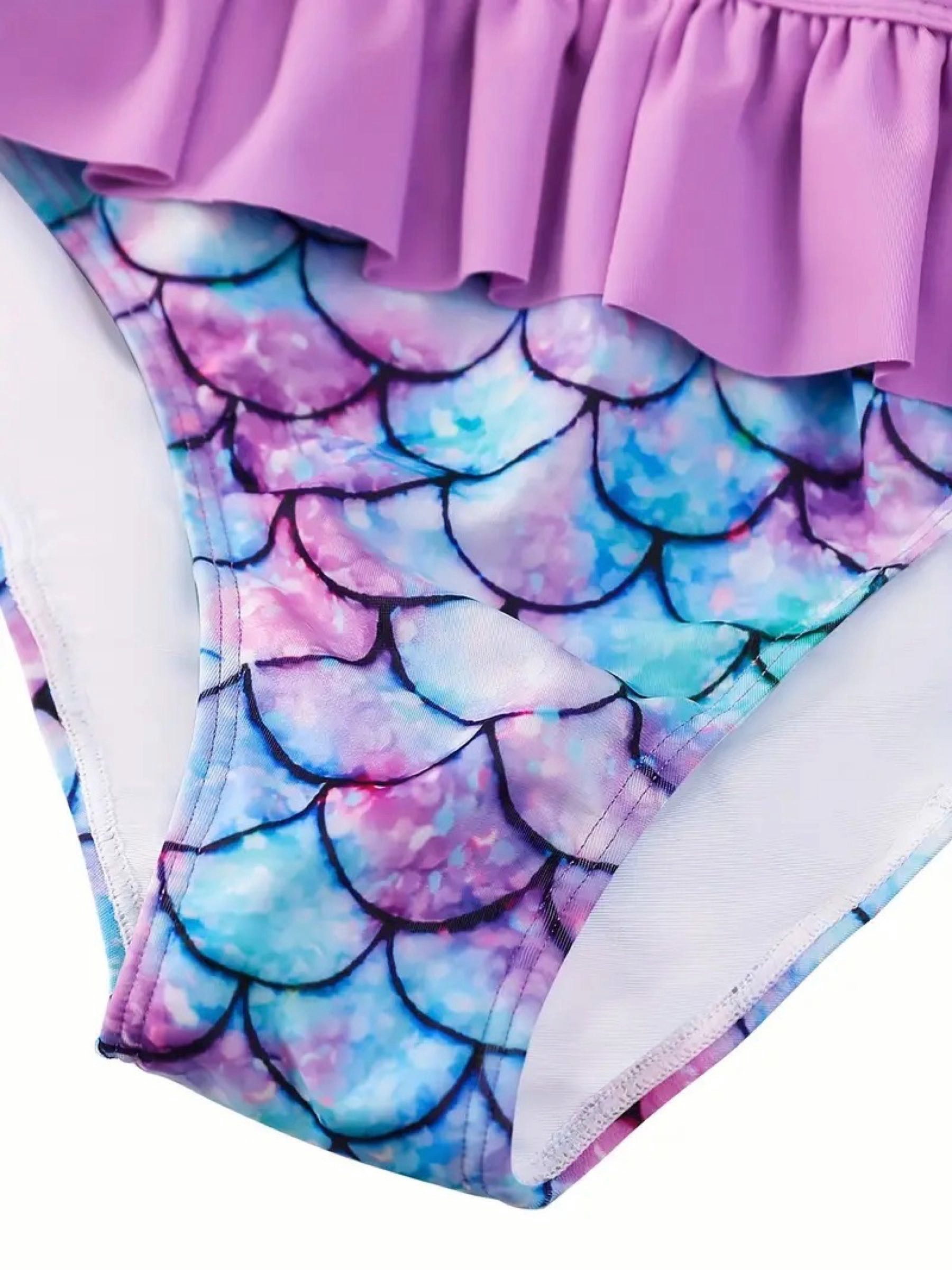 Corimori Badeanzug Langarm Rock Mädchen Badeanzug Meerjungfrau Design (Geschenk, 2-St., Packung) UV Schutz, Sommer, Strandmode für Mädchen