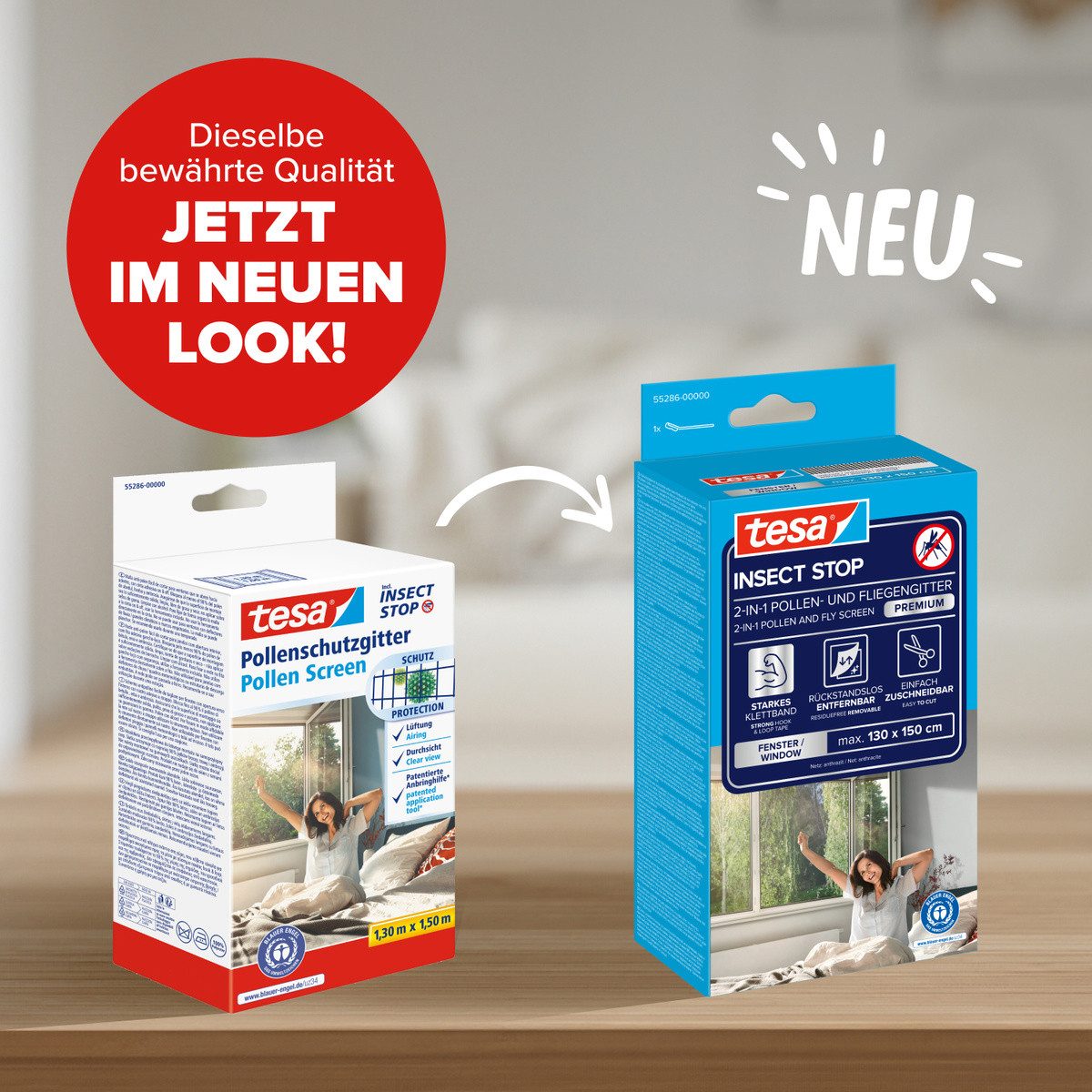 tesa Fliegengitter-Gewebe Pollenschutzgitter 2-in-1 Pollenschutz und Fliegengitter, transparent, (Packung, 2-St., Fliegennetz, Klettband), Insektenschutz mit Sonnenschutz, ohne Bohren, Anthrazit, 130x150cm