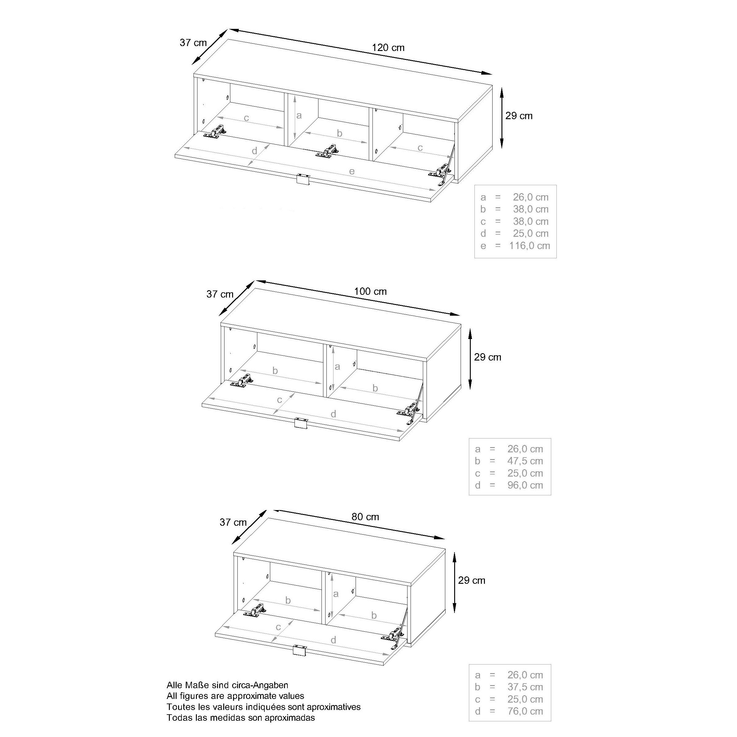 x 12 matt/Scratchy Metal Fronten bestehend Fächern), Hängeelementen x (Anbauwand, 5 37 (260 Vladon Weiß 150 in aus Scratchy Metal Wohnwand mit cm) Lana,