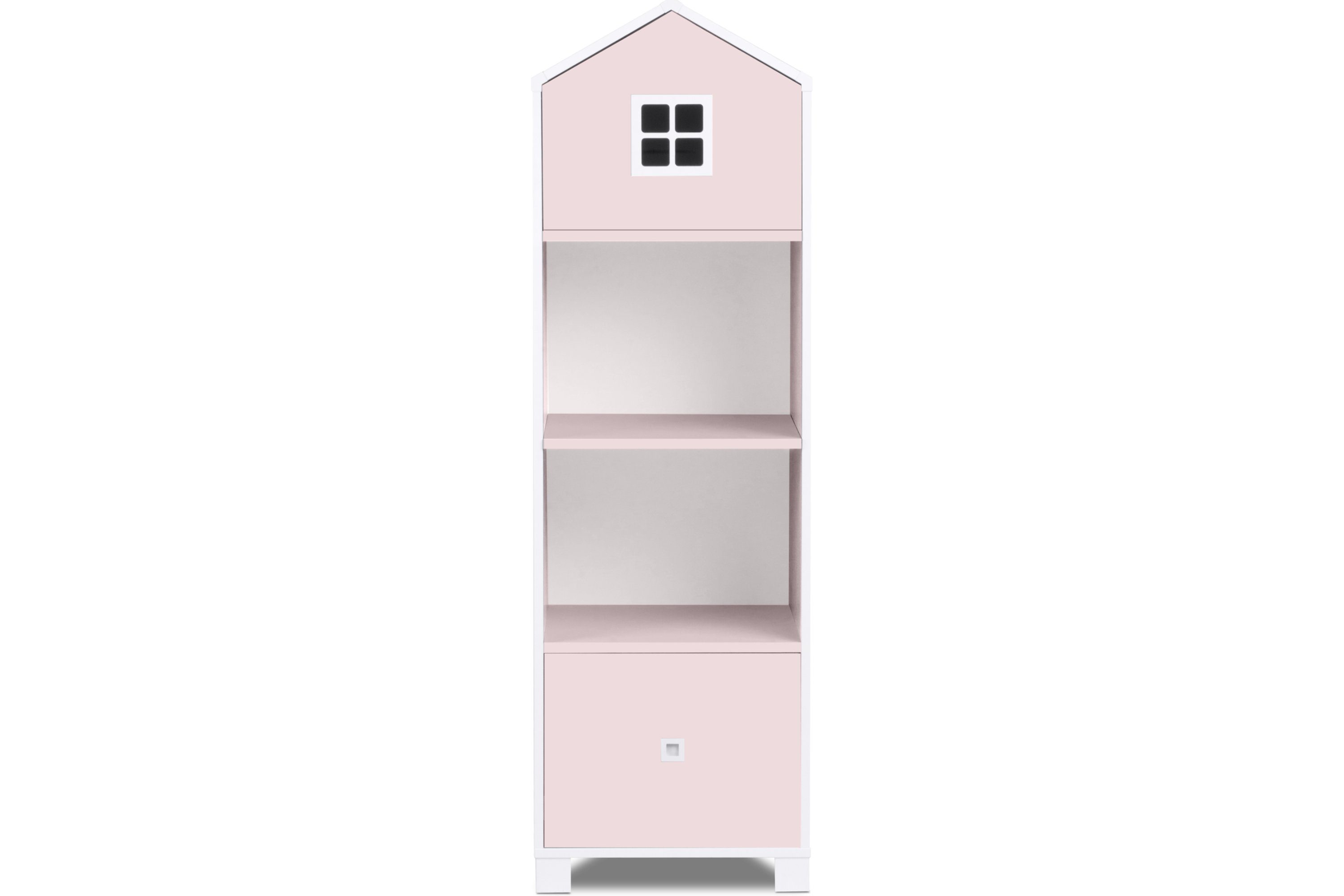 Standregale Einlegeböden Türen, Hausform weiß 3 MIRUM Schublade, rosa Bücherregale mit Regal, mit Spielzeugablage Konsimo Kinderregal /
