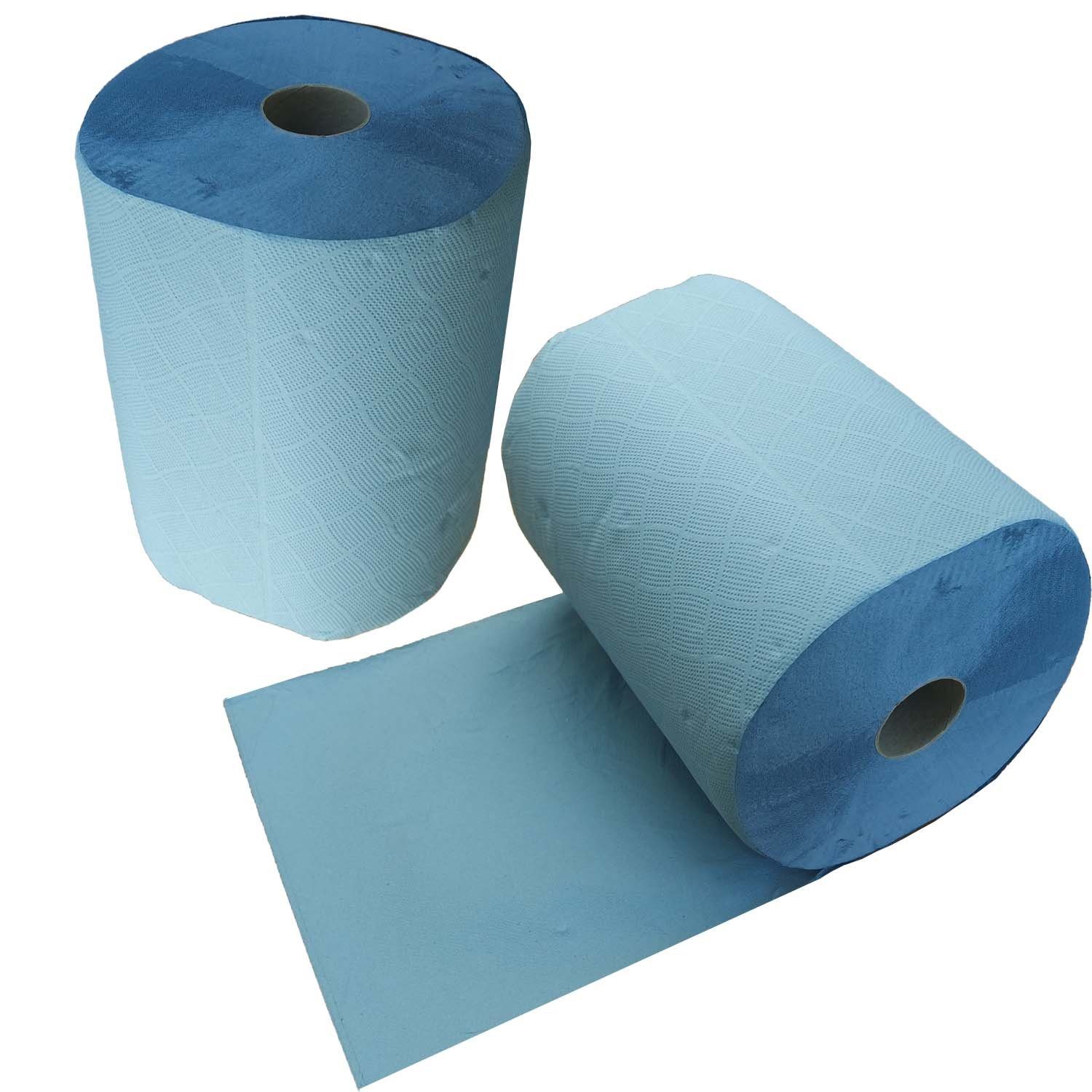 varivendo Scheuerschwamm 2 x Putztuchrolle, 2 lagig, 33 x 36 cm, Papier-Rolle blau Putzpapier