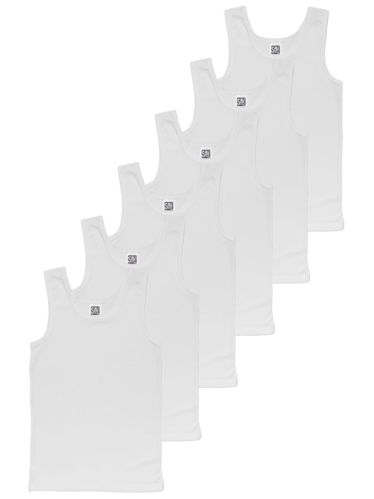 6-St) Markenqualität (Spar-Set, Jersey for Unterhemd Knaben Sparpack Sweety hohe weiss Single 6er Sportshirt Kids
