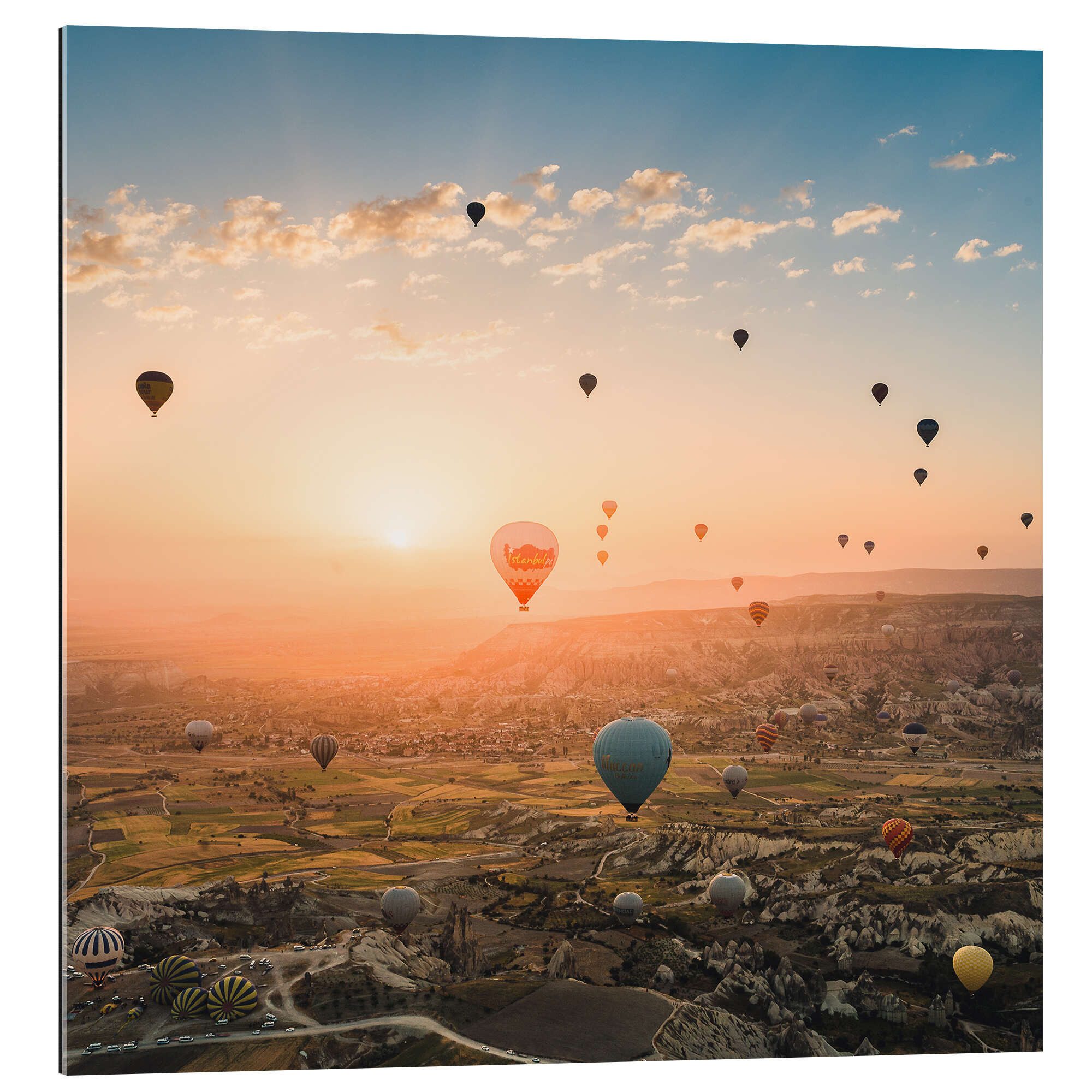 Posterlounge Плакат Marcel Gross, Ballonflug im Sonnenaufgang über Kappadokien, Schlafzimmer Fotografie