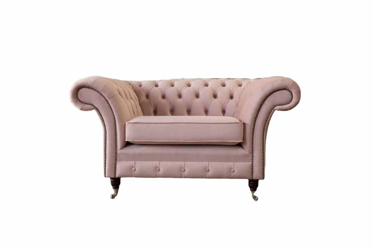 JVmoebel Chesterfield-Sessel Rosa Sessel im Textil Design mit eleganten silbernen Füßen (Packung, Relaxsessel), Made in Europa
