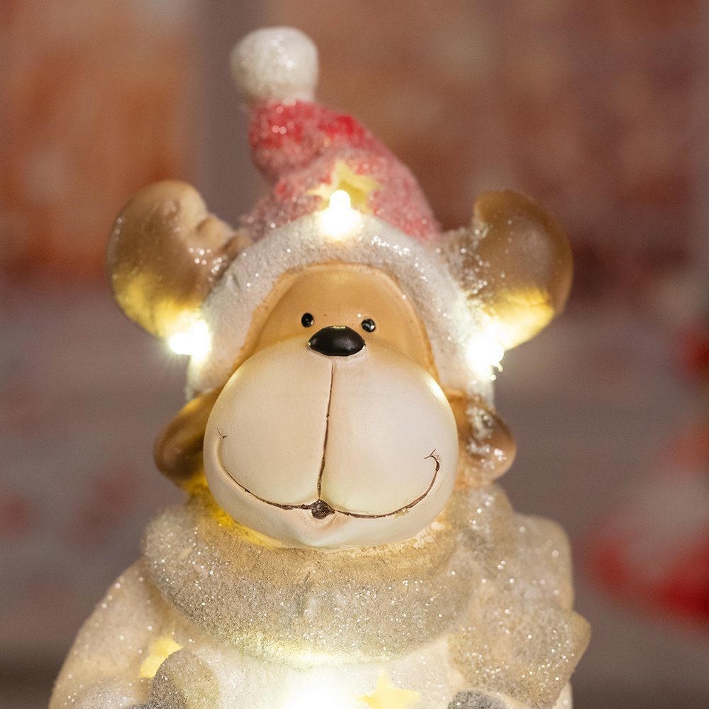 Dekolicht, Weihnachts Rentier Dekoration Tisch Leuchte X-MAS Figur LED etc-shop LED Glitzer