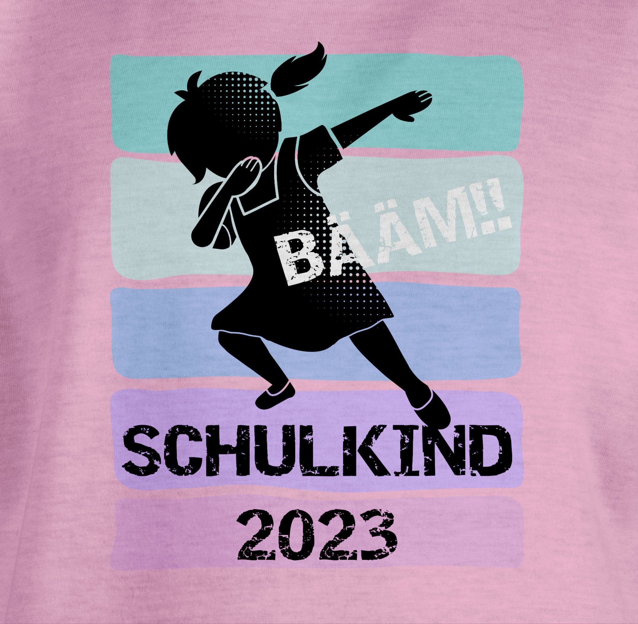2023 Schulkind Shirtracer Rosa Bääm!! Mädchen Mädchen 1 T-Shirt Einschulung