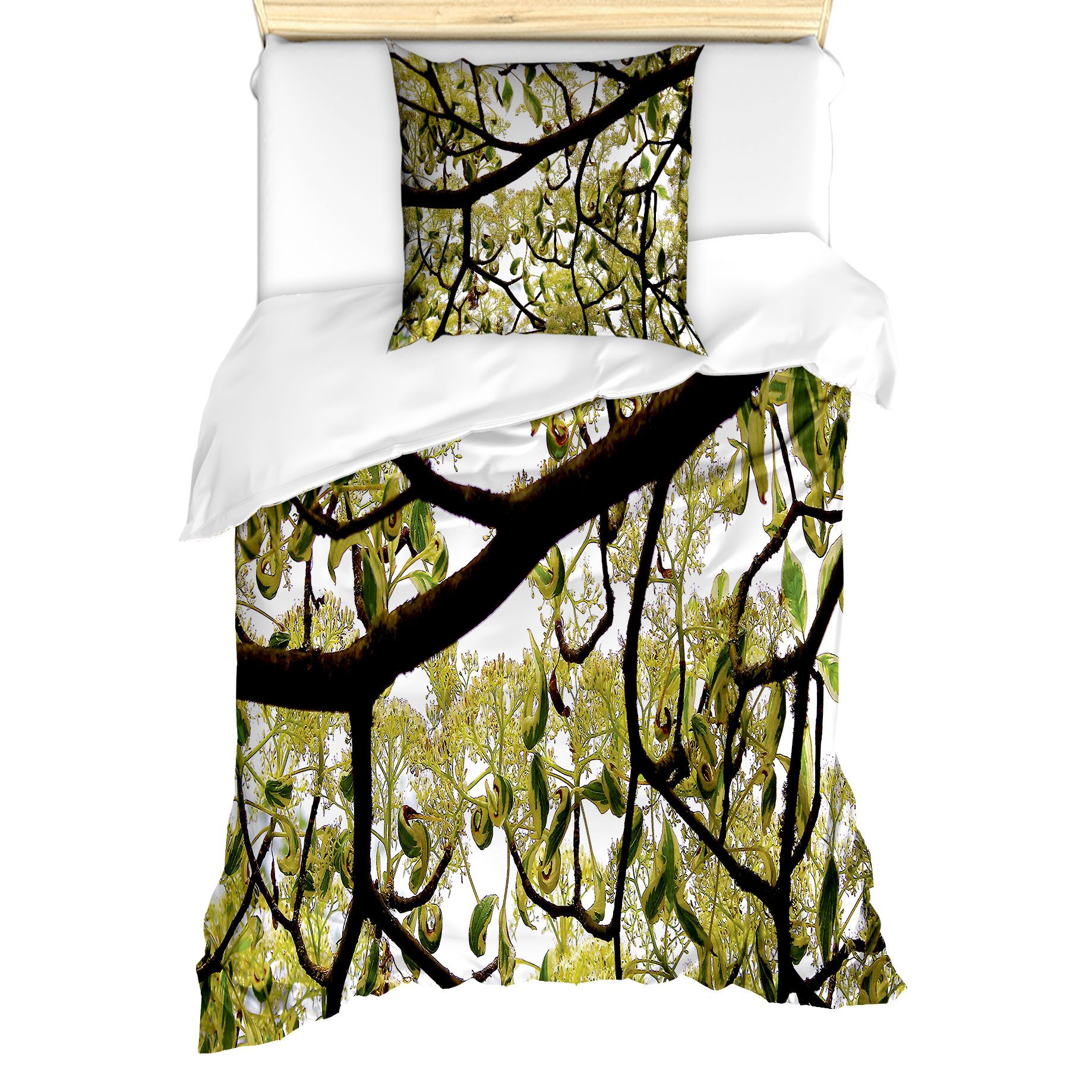 Abakuhaus Bettwäsche Milbensicher Allergiker geeignet mit Kissenbezug, Microfaser, Baum Close up belaubten Zweig Foto