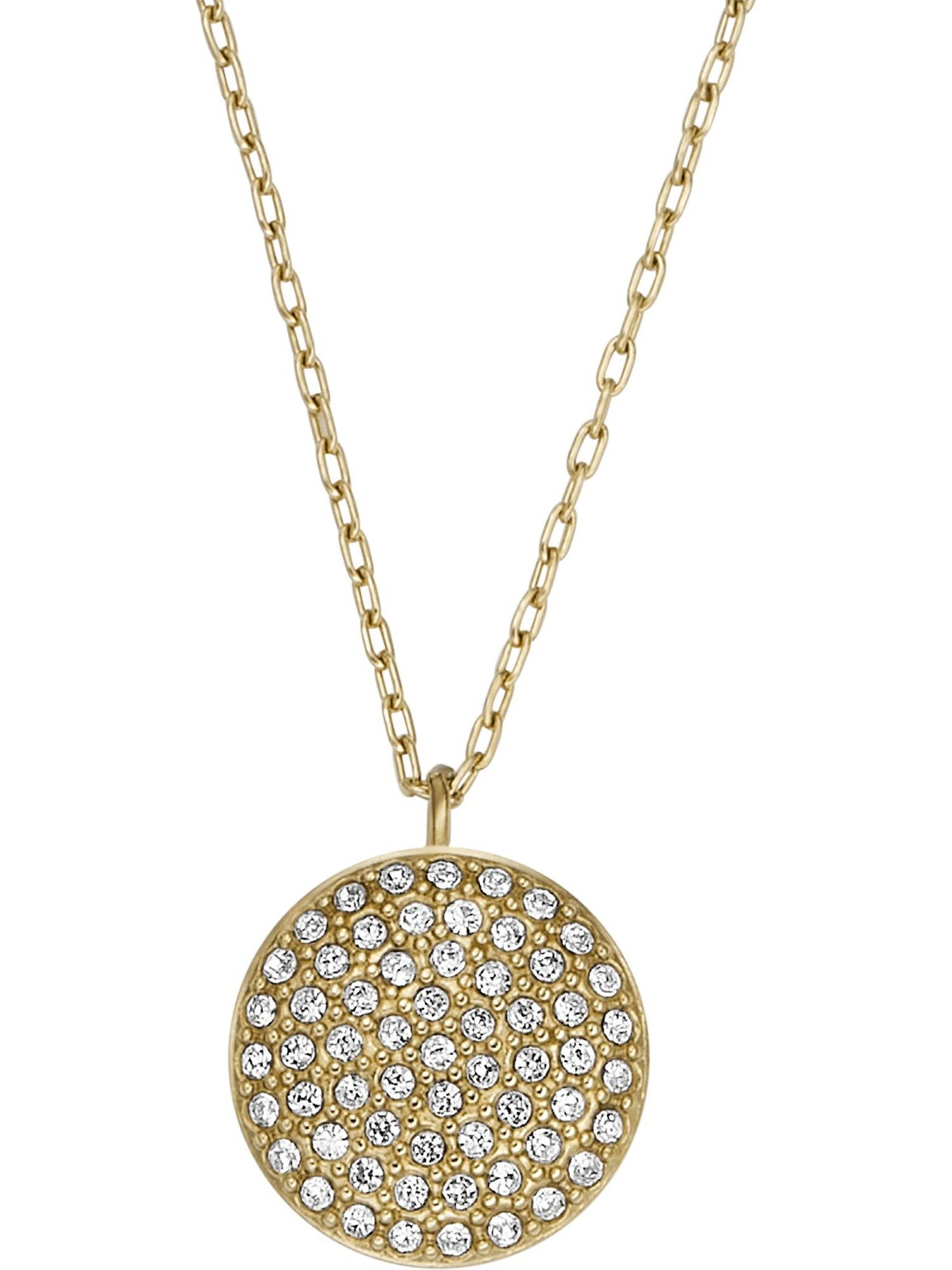 Collier Fossil Damen-Kette Edelstahl Glasstein