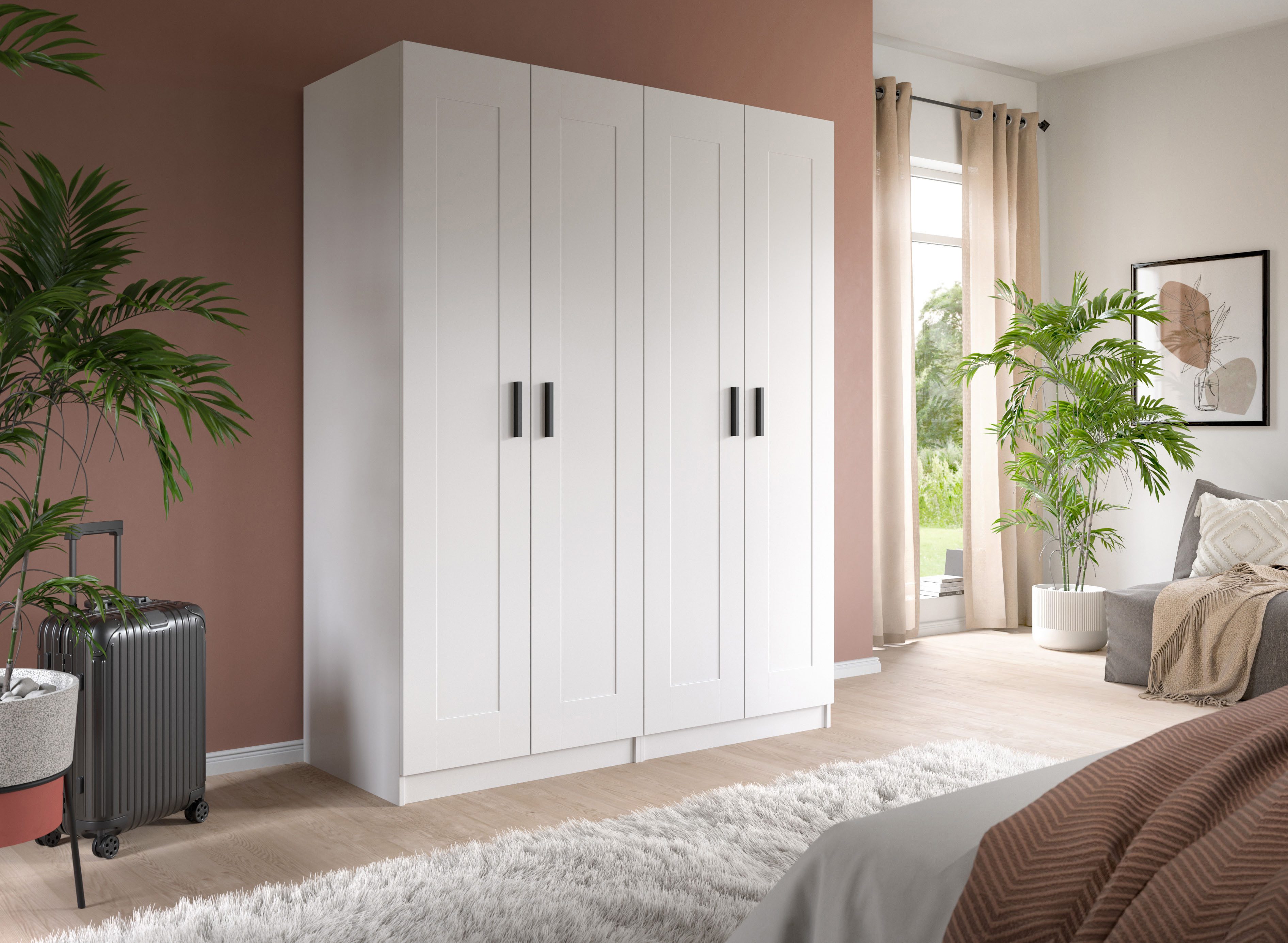 Home affaire Kleiderschrank Farmsen, Schlafzimmerschrank, Garderobe, Schrank (Schrank-Kombi, Schlafzimmer, Garderobenschrank, Flur) Set best. aus: 2 Kleiderschränken, individuell platzierbar