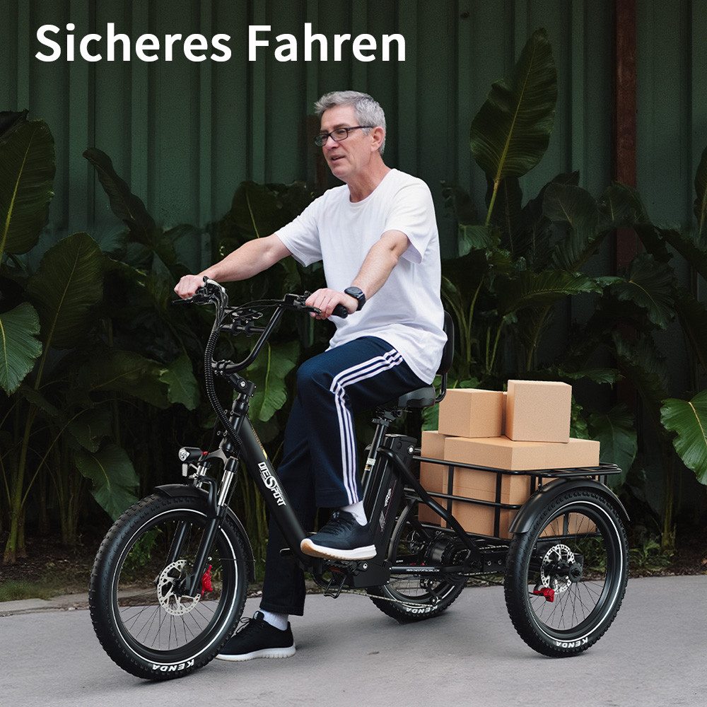 Onesport E-Bike Klapprad OT30Pro 3 rad Klappbar Faltbares Damen u. Herren E-Dreirad 864WH 90 km, Kettenschaltung, Heckmotor, 864 Wh, (Beleuchtungsset mit Batterieladegerät, Batterieschlüssel, Werkzeug), E-bikes 250W Klappbar Lastenrad Elektrofahrrad Dreirad mit Korb