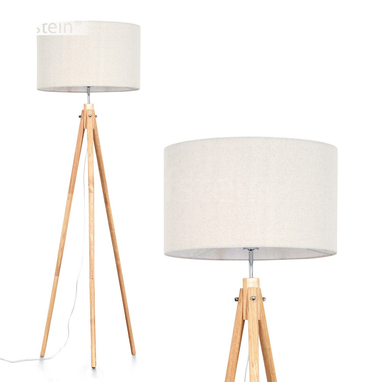 Stehlampe Stehlampe aus Holz/Stoff in Naturfarben/Beige/Weiß