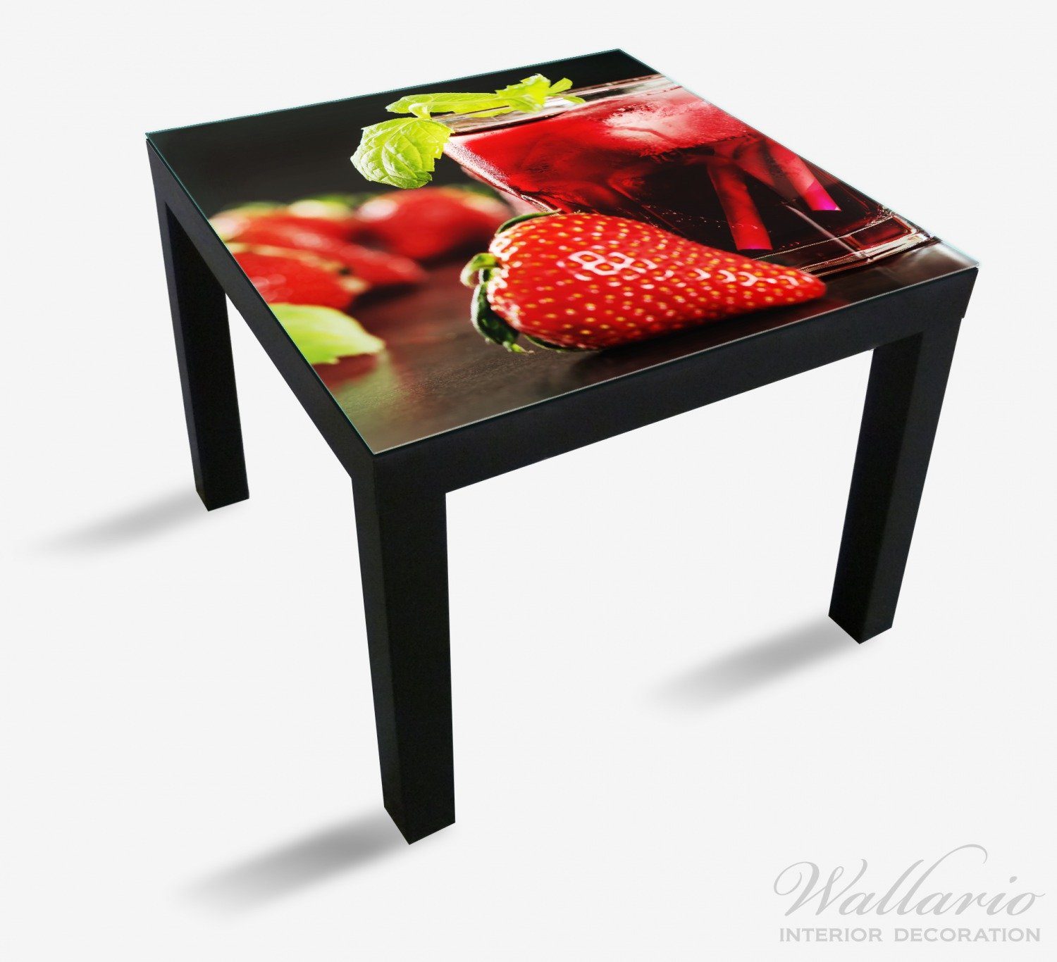 Wallario Tischplatte Erdbeer-Mojito - geeignet Tisch Frische Lack (1 Ikea St), für Erdbeeren
