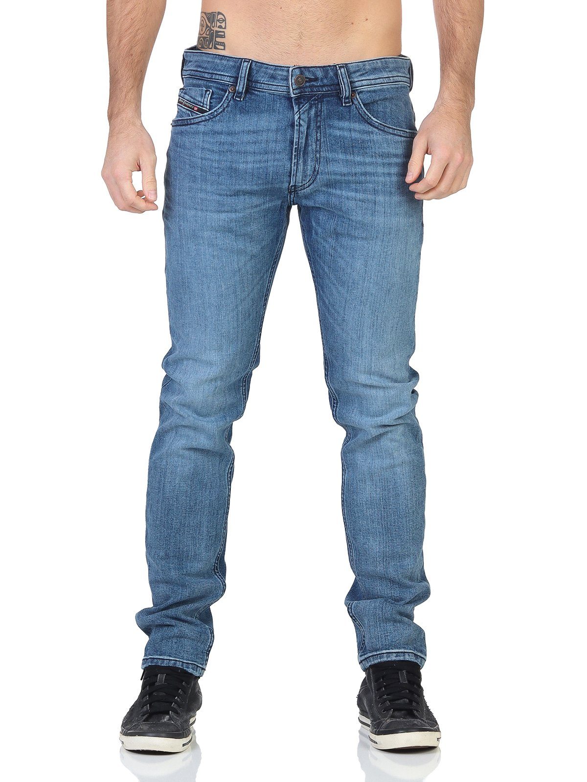 Diesel Slim-fit-Jeans Diesel Herren Jeans THOMMER-R - RM066 5-Pocket-Style, Gerader-Fit, Dezent-Used-Look