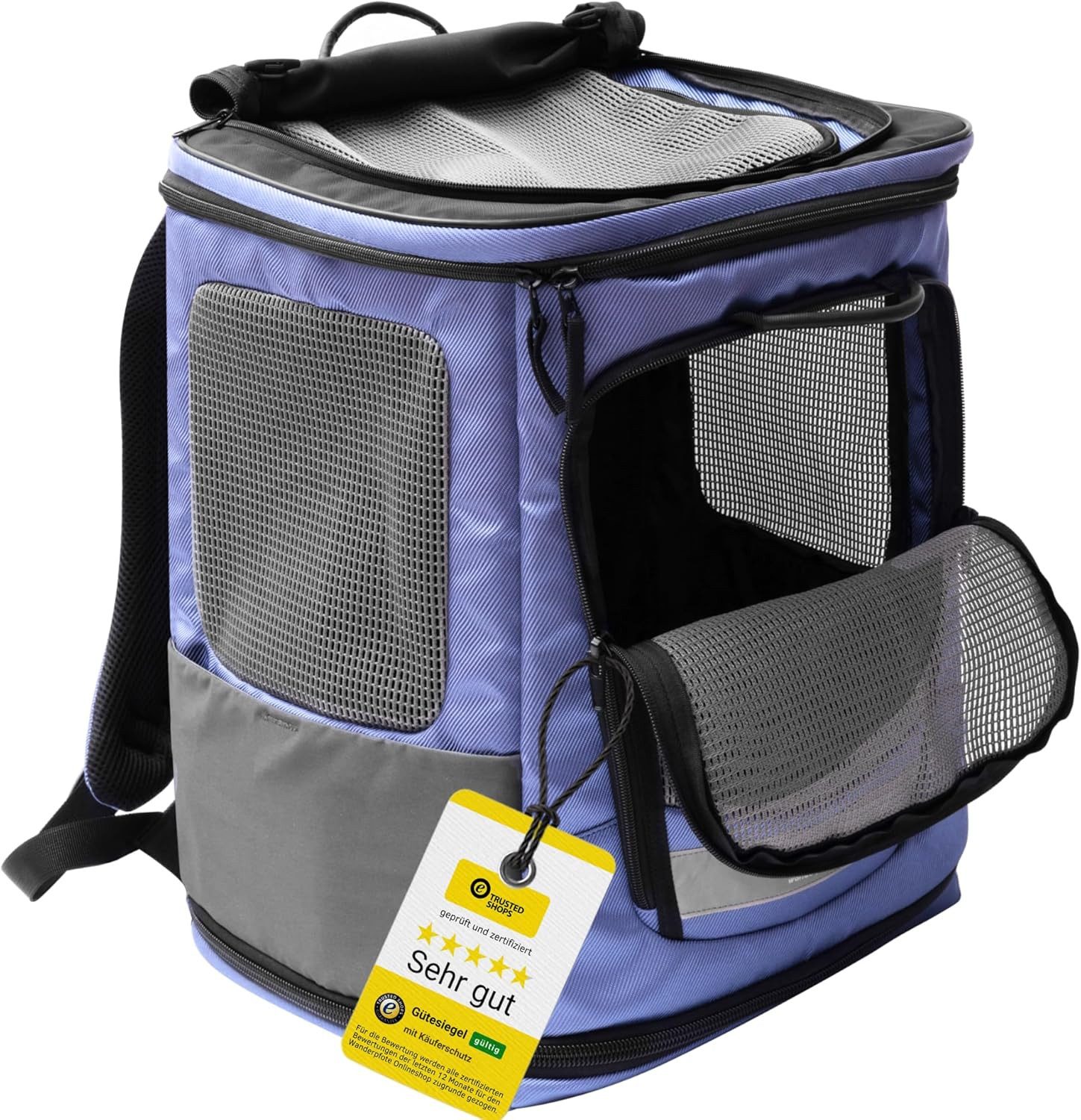 Wanderpfote Tiertransporttasche Rucksack bis 8kg - Modell Trekking Light,- für kleine Hunde & Katzen
