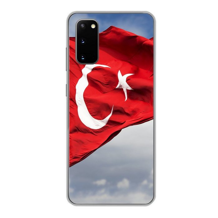 MuchoWow Handyhülle Eine türkische Flagge im Wind Phone Case Handyhülle Samsung Galaxy S20 Silikon Schutzhülle