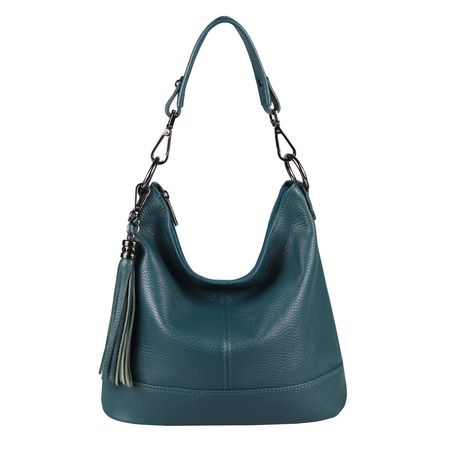 ITALYSHOP24 Schultertasche Made in Italy Damen Leder Tasche Shopper, als Handtasche, CrossOver, Umhängetasche tragbar