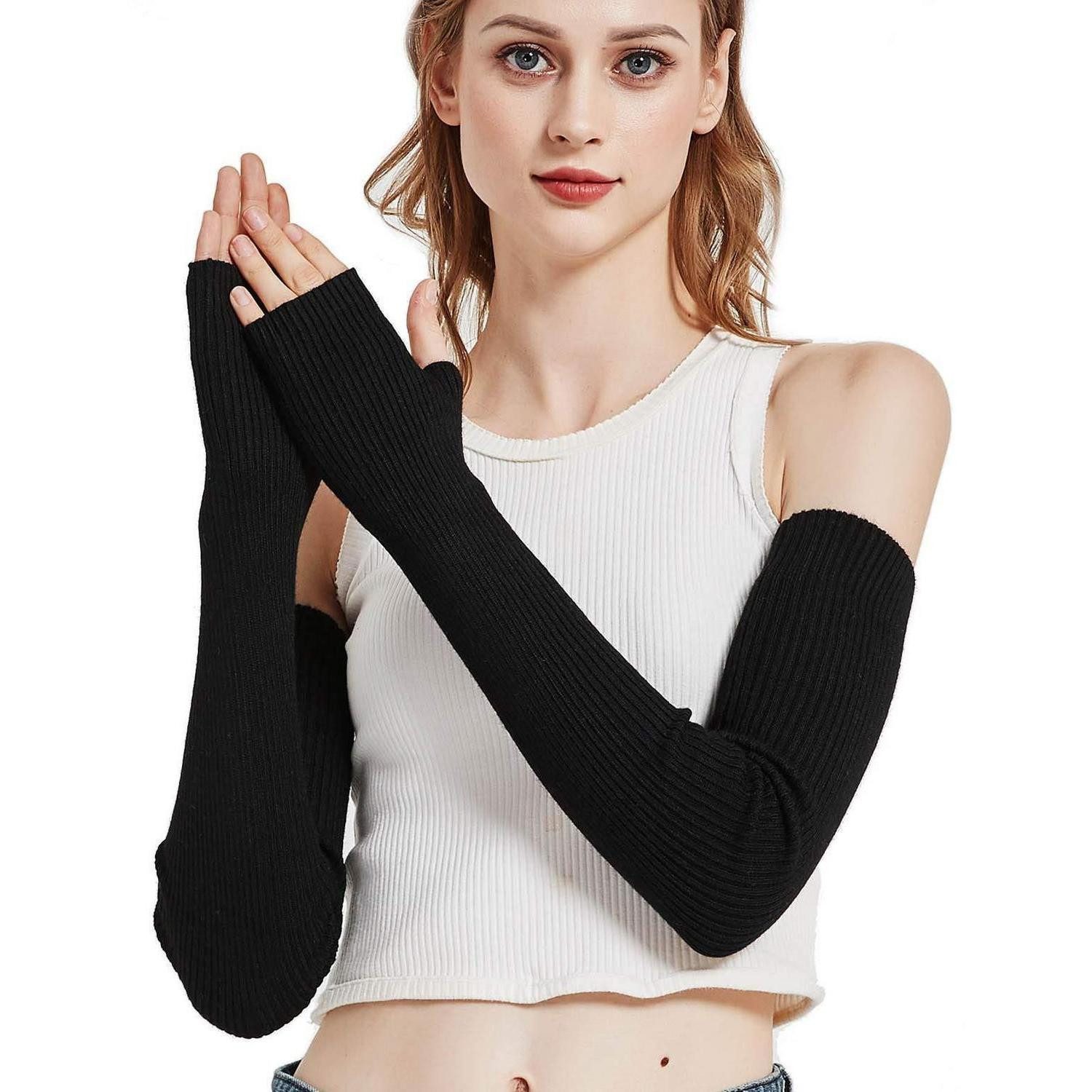 LuxusKollektion Armstulpen Armstulpen Strick Lang Schwarz