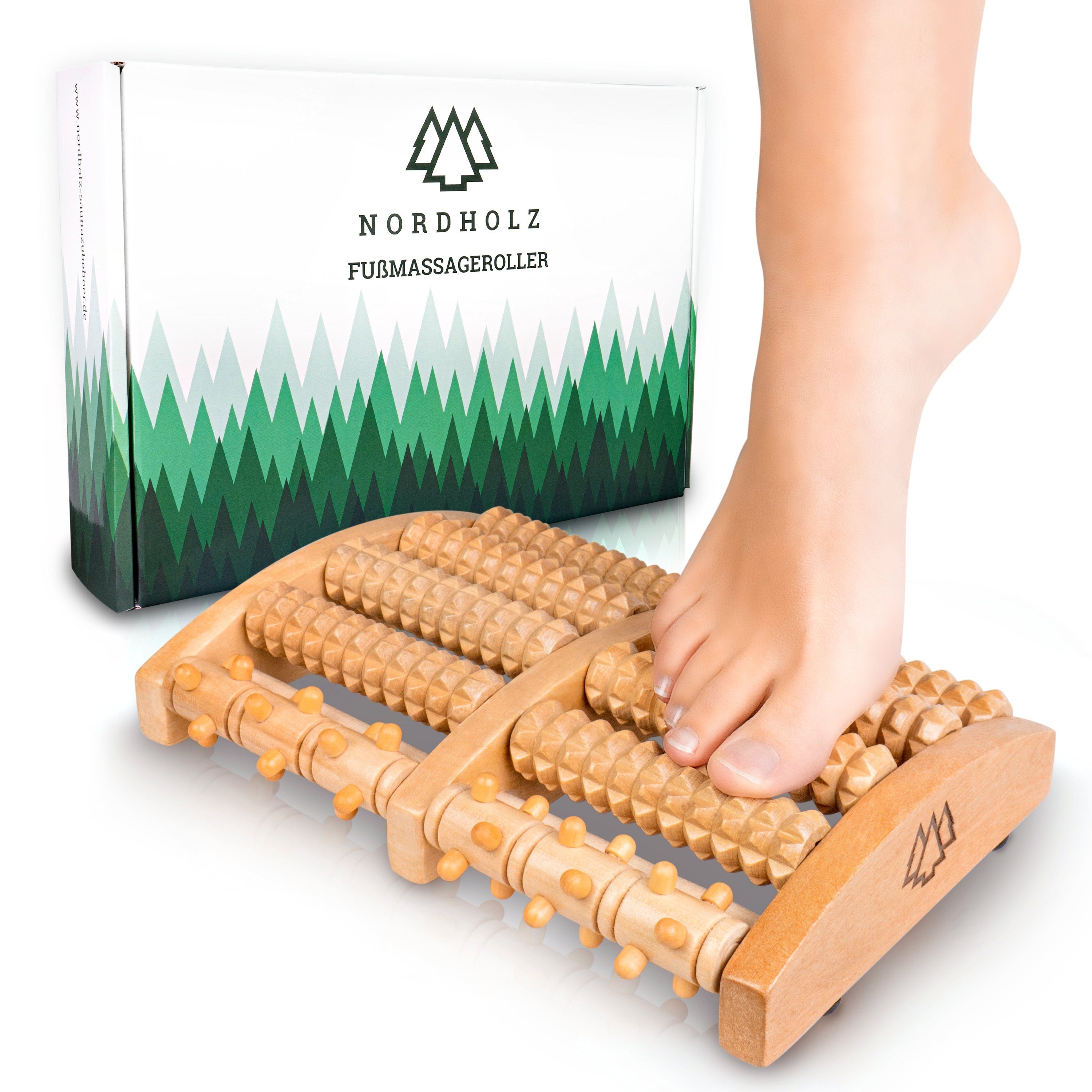 24 x 19,5 x 4 cm Fußmassagegerät Massageroller Holz Fußmassageroller aus Holz 