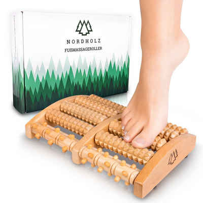 NORDHOLZ Fußmassagegerät Fußmassageroller Holz zur Stressreduzierung und Entspannung durch Triggerpunkt-Therapie, Stressreduzierung & pure Entspannung, Hilft bei Verspannungen