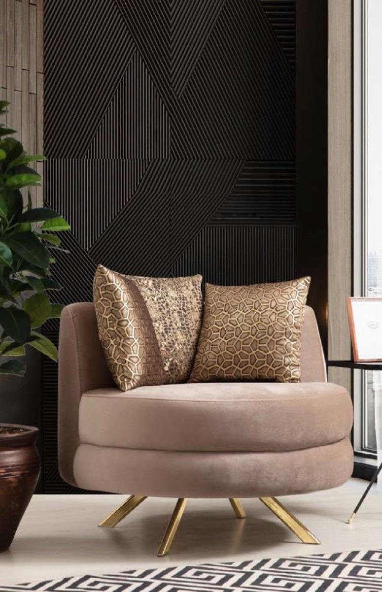 JVmoebel Sessel Sessel Luxus Design Möbel Klassisches Stil Design Textil Wohnzimmer