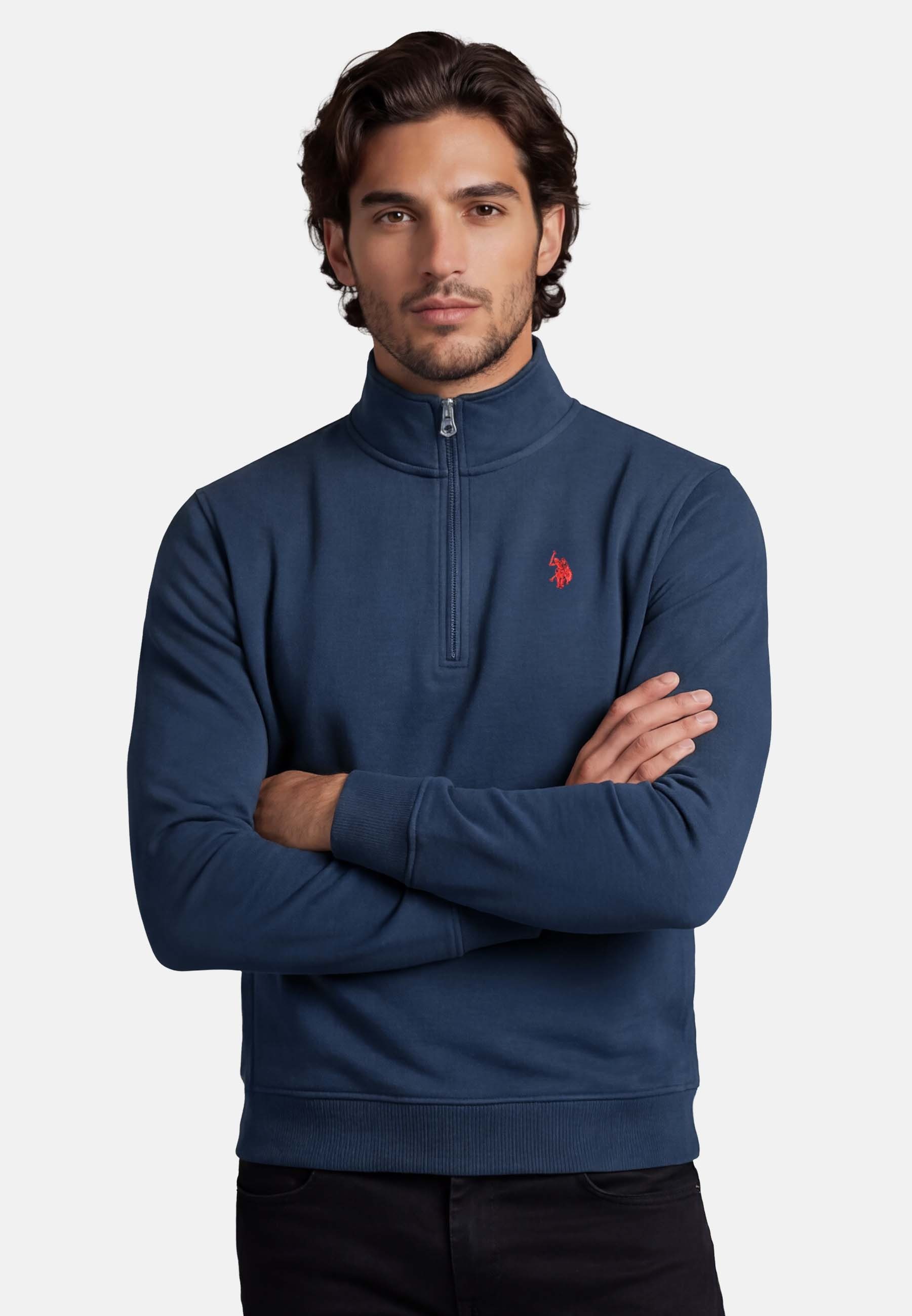 U.S. Polo Assn. Stehkragenpullover USJaaspa – Herren Sweatshirt mit Rundhalsausschnitt Baumwoll-Viskose-Mix, weich, atmungsaktiv und mit Logo-Stickerei