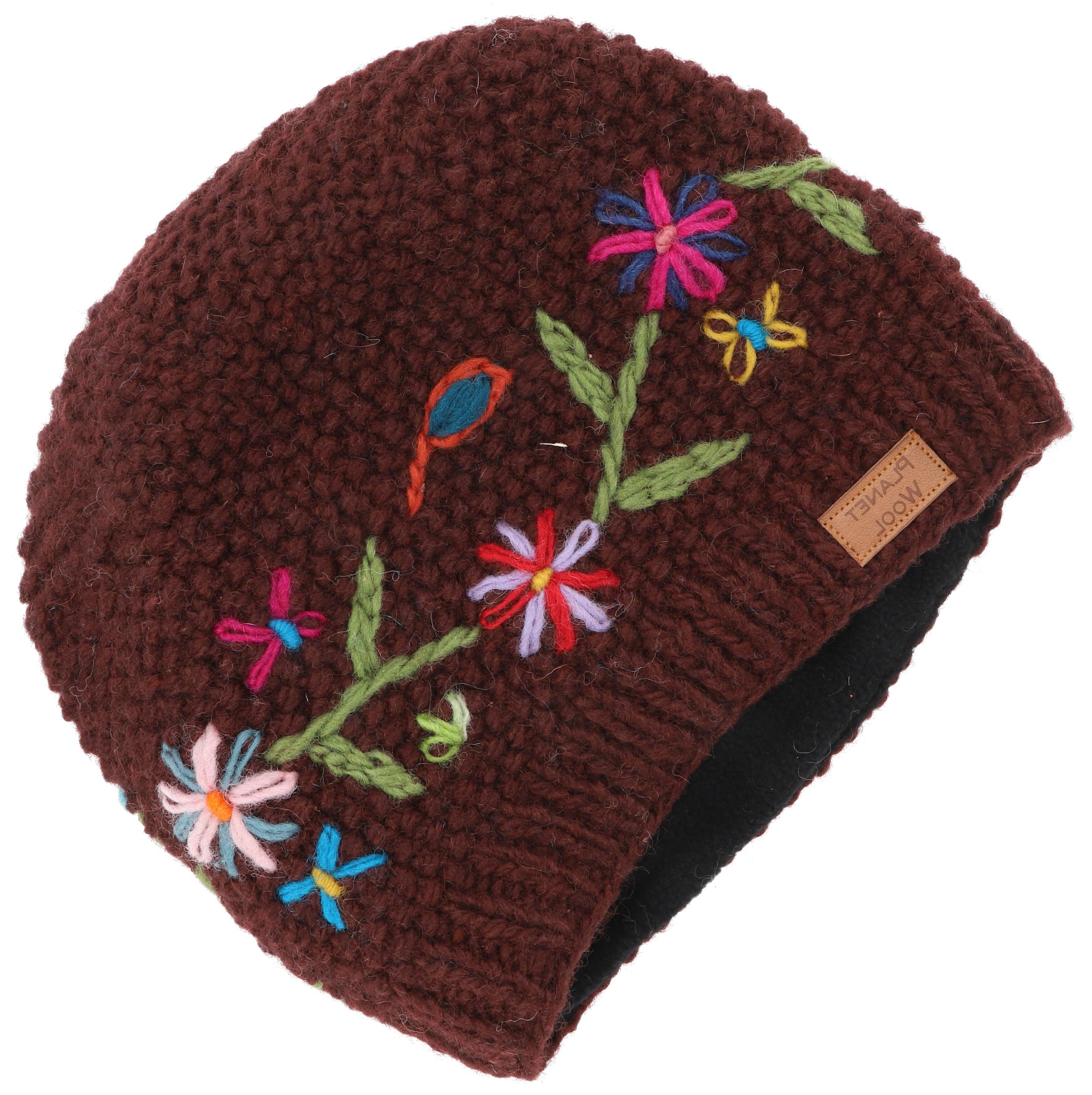 Guru-Shop Strickmütze Kurze Beanie Mütze, bestickte Strickmütze,..