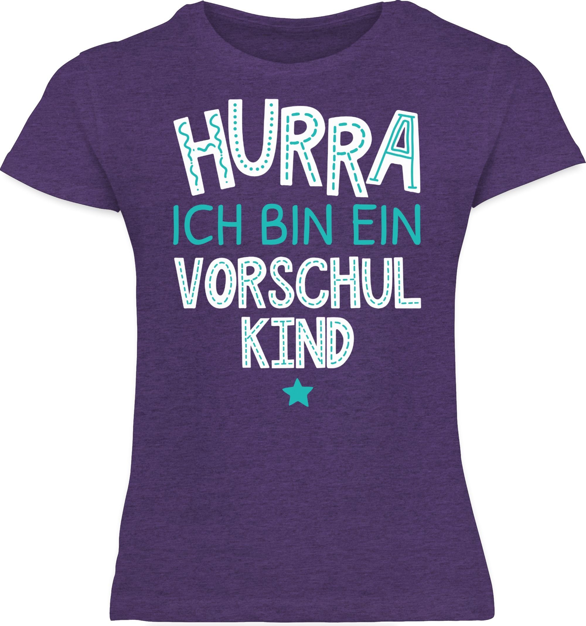 Shirtracer T-Shirt Hurra ich bin Vorschulkind Lila weiß 2 Vorschulkinder türkis Geschenke Meliert ein