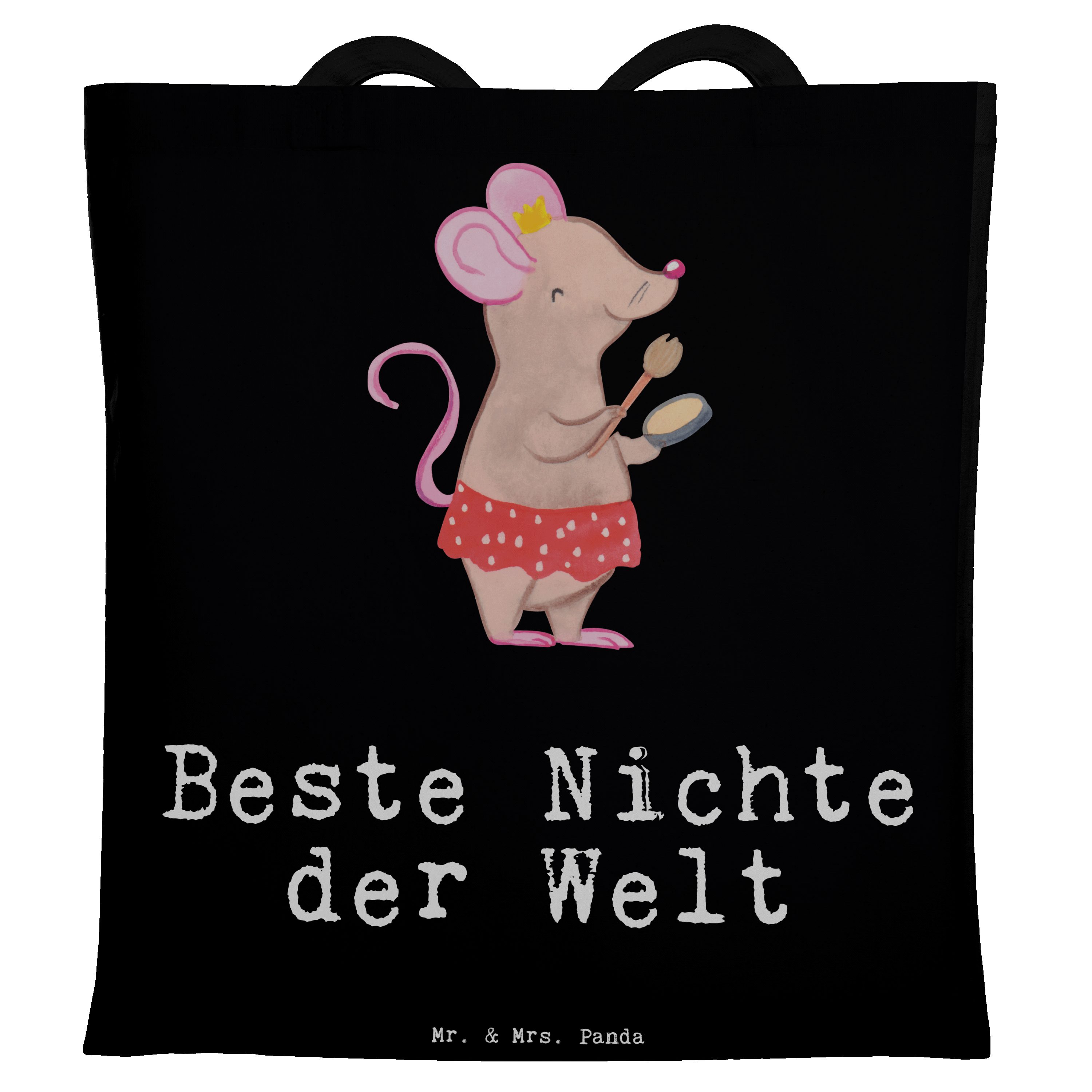 & Maus Tante, Schwarz (1-tlg) Mr. Einkaufstasch - Geschenk, Tragetasche - Beste Panda der Nichte Mrs. Welt