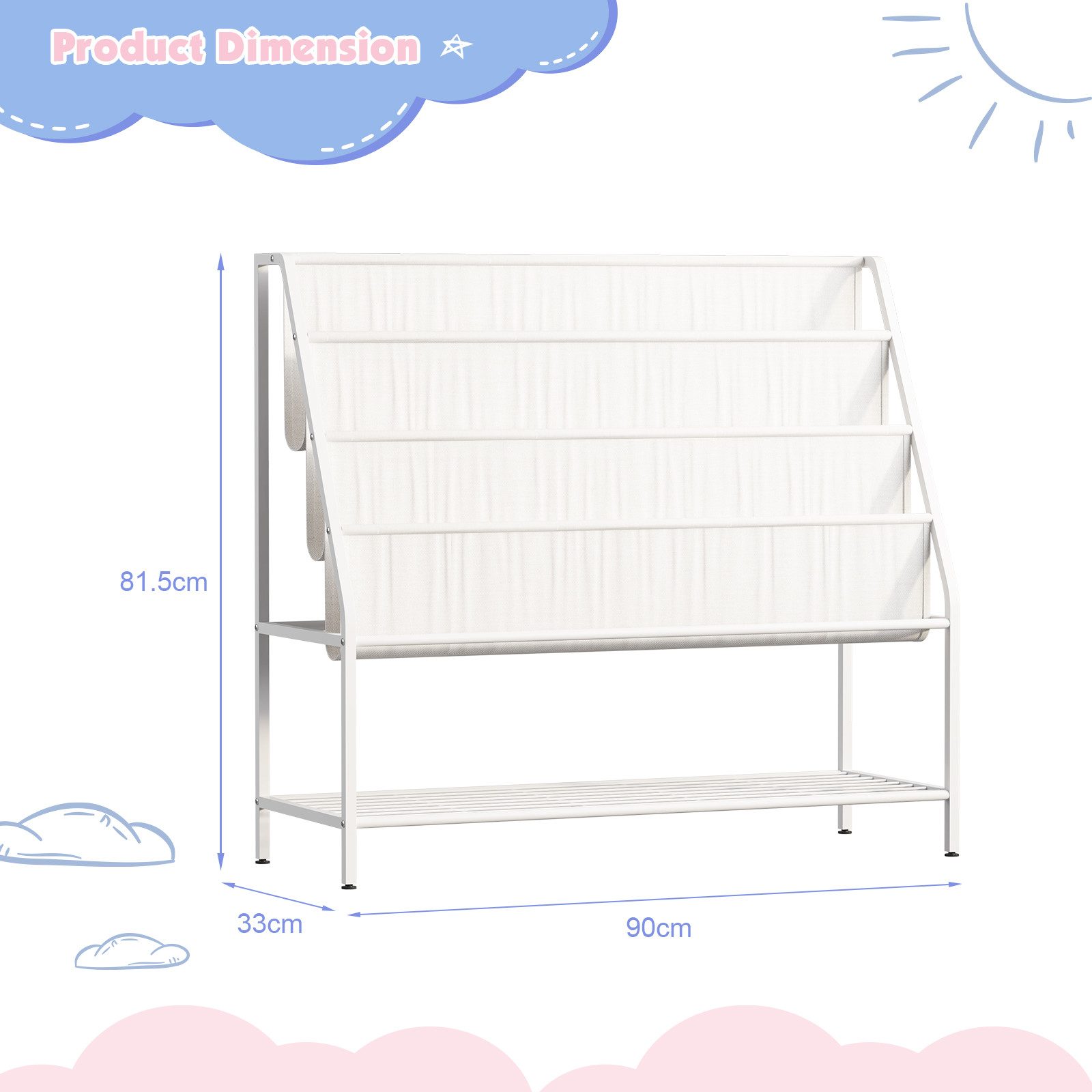 radelldar Kinderregal Kinder Bücherregal, Metall mit offenen Fächern, 90x33 günstig online kaufen