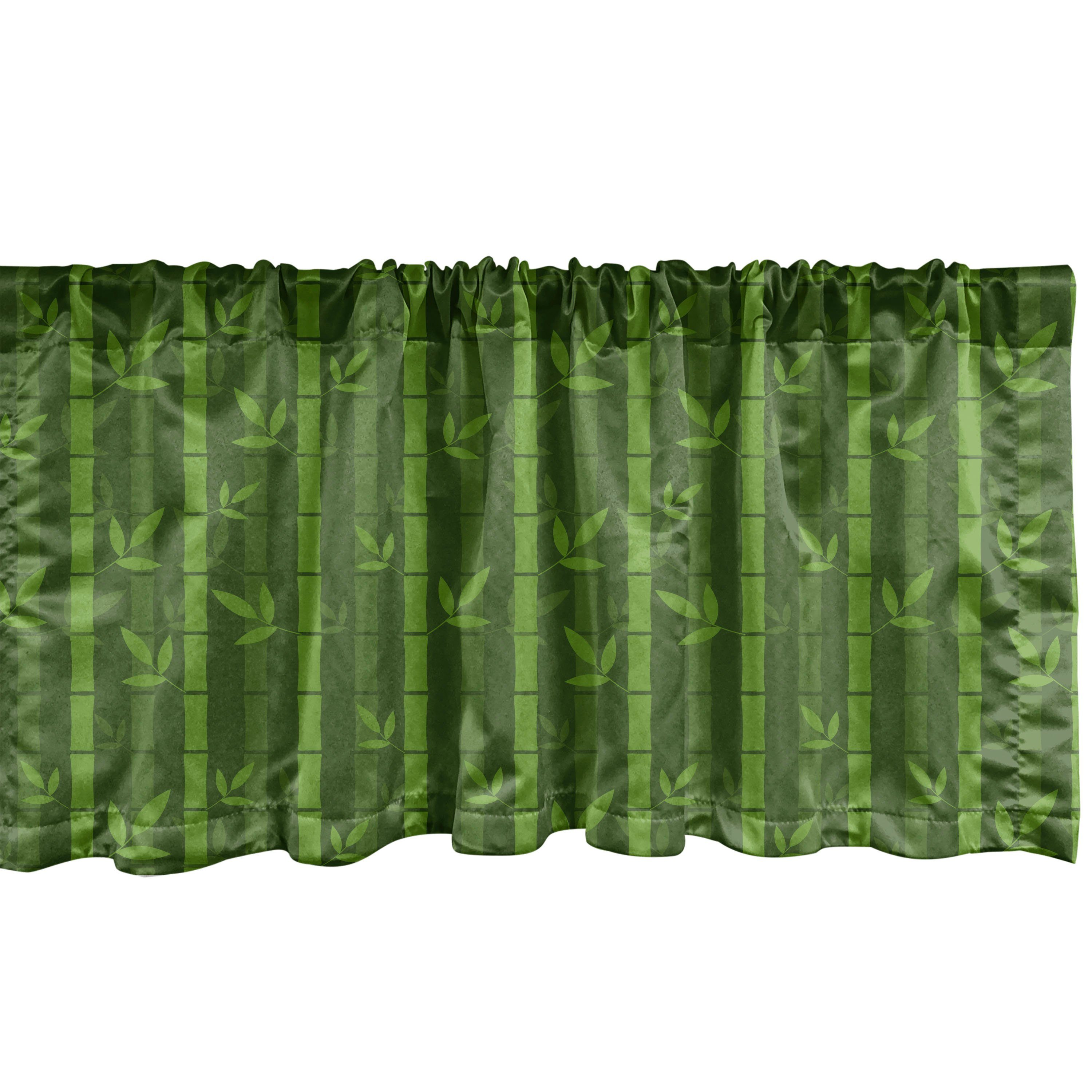 Scheibengardine Vorhang Volant für Küche Schlafzimmer Dekor mit Stangentasche, Abakuhaus, Microfaser, Bambus-Druck Japanisches Rohrwerk
