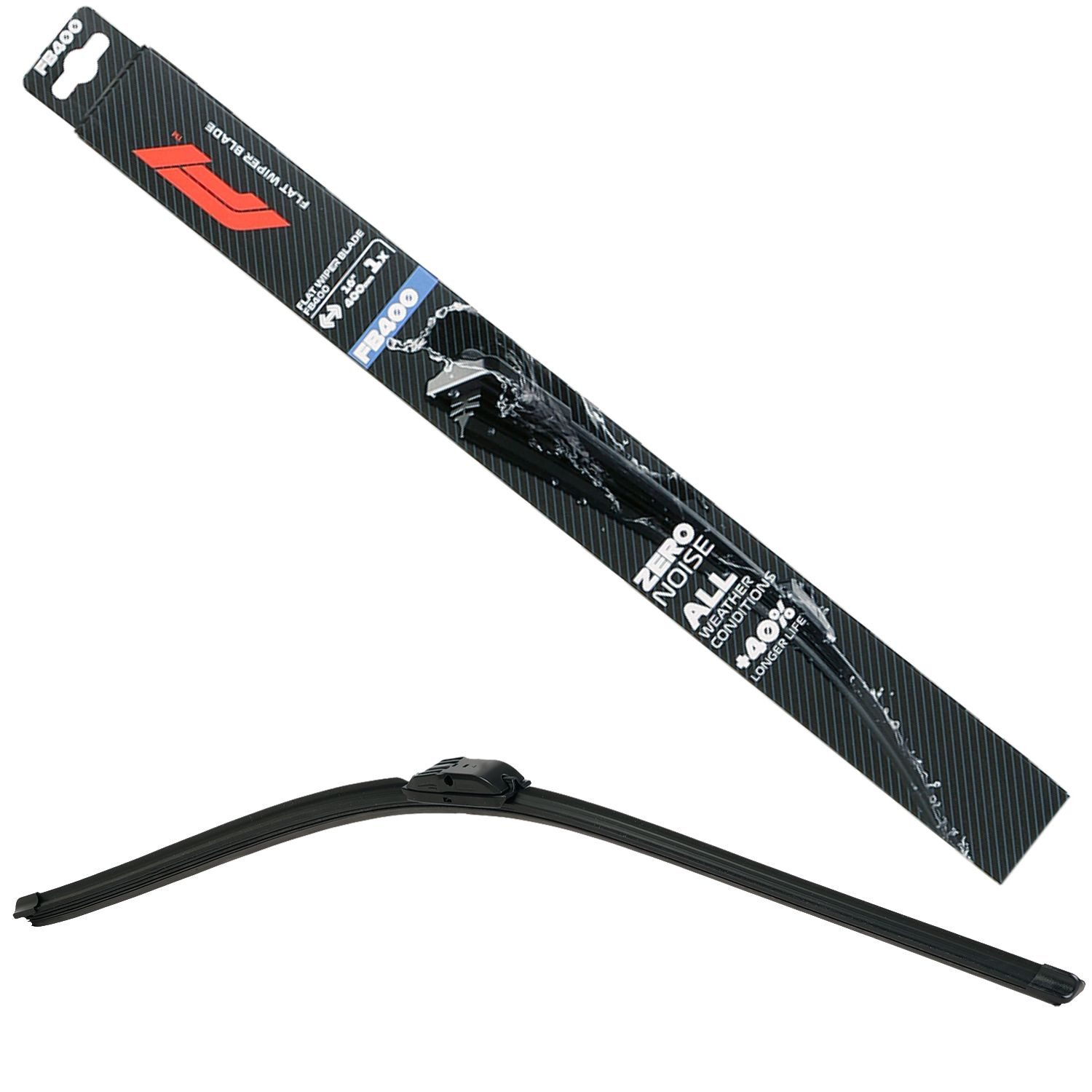Formula 1 Scheibenwischblätter F1 FB400 Wischerblatt 400mm Scheibenwischer, vorne, (Packung), 16" Flachbalkenwischer Spoiler Multi Adapter-System Fahrer Beifahrer