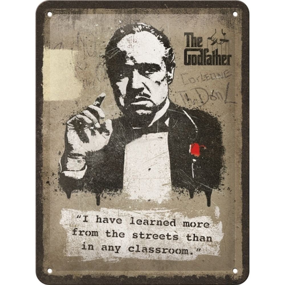 Metallschild Blechschild 15x20 cm - The Godfather - Learn from the streets