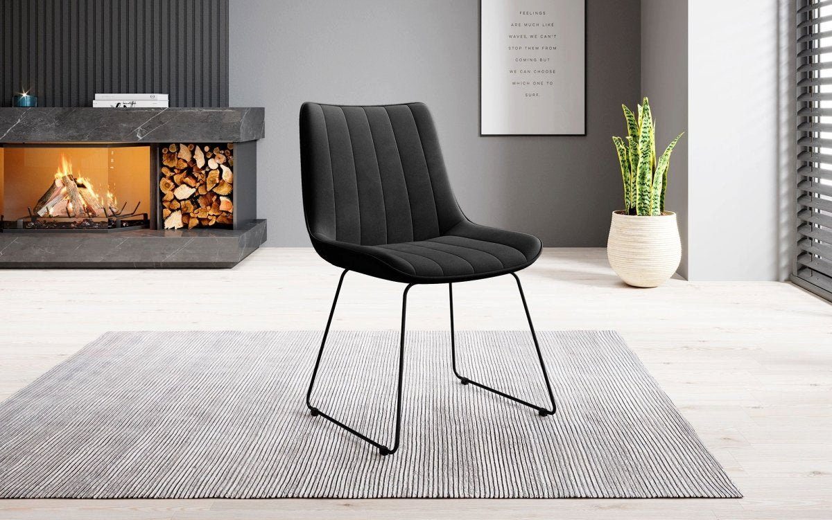 Baidani Luxusbetten24 Stuhl Designer Stuhl Rango, Sitzschalen mit verschiedenen Gestellen Black