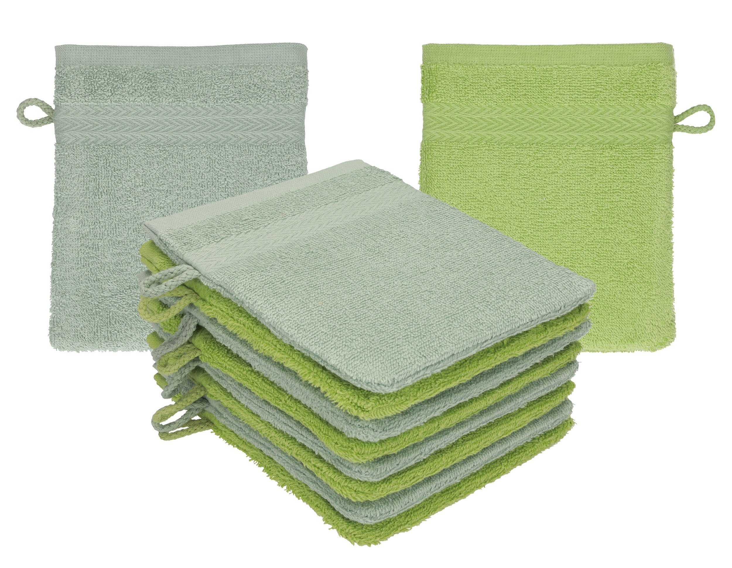 Betz Waschhandschuh 10 Stück Waschhandschuhe Waschlappen Premium 100% Baumwolle 16x21 cm Farbe heugrün - avocadogrün (10-tlg)