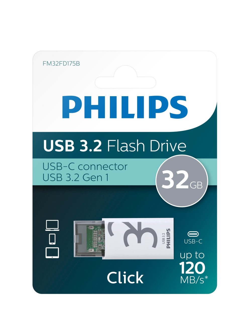 Philips Philips USB Stick 3.2 Click USB-C 32 GB USB-Stick (USB USB-C)