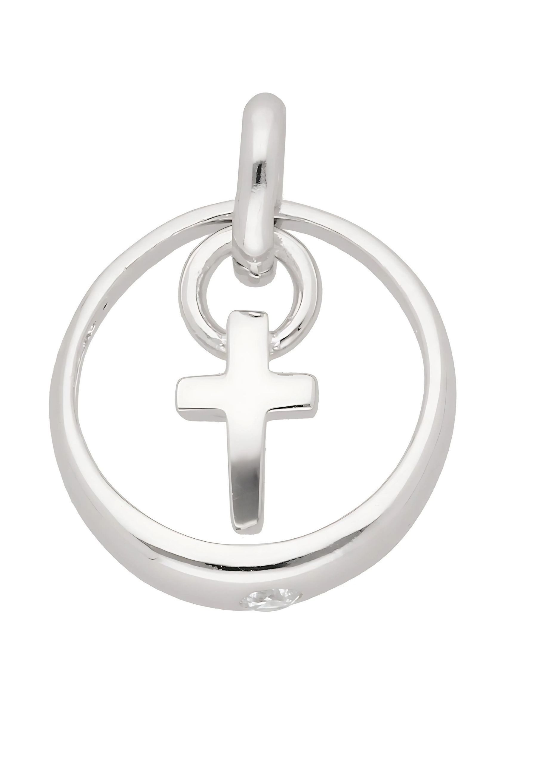 Kettenanhänger Damen 925 Silber Anhänger Kreuz mit Zirkonia Ø 11,6 mm