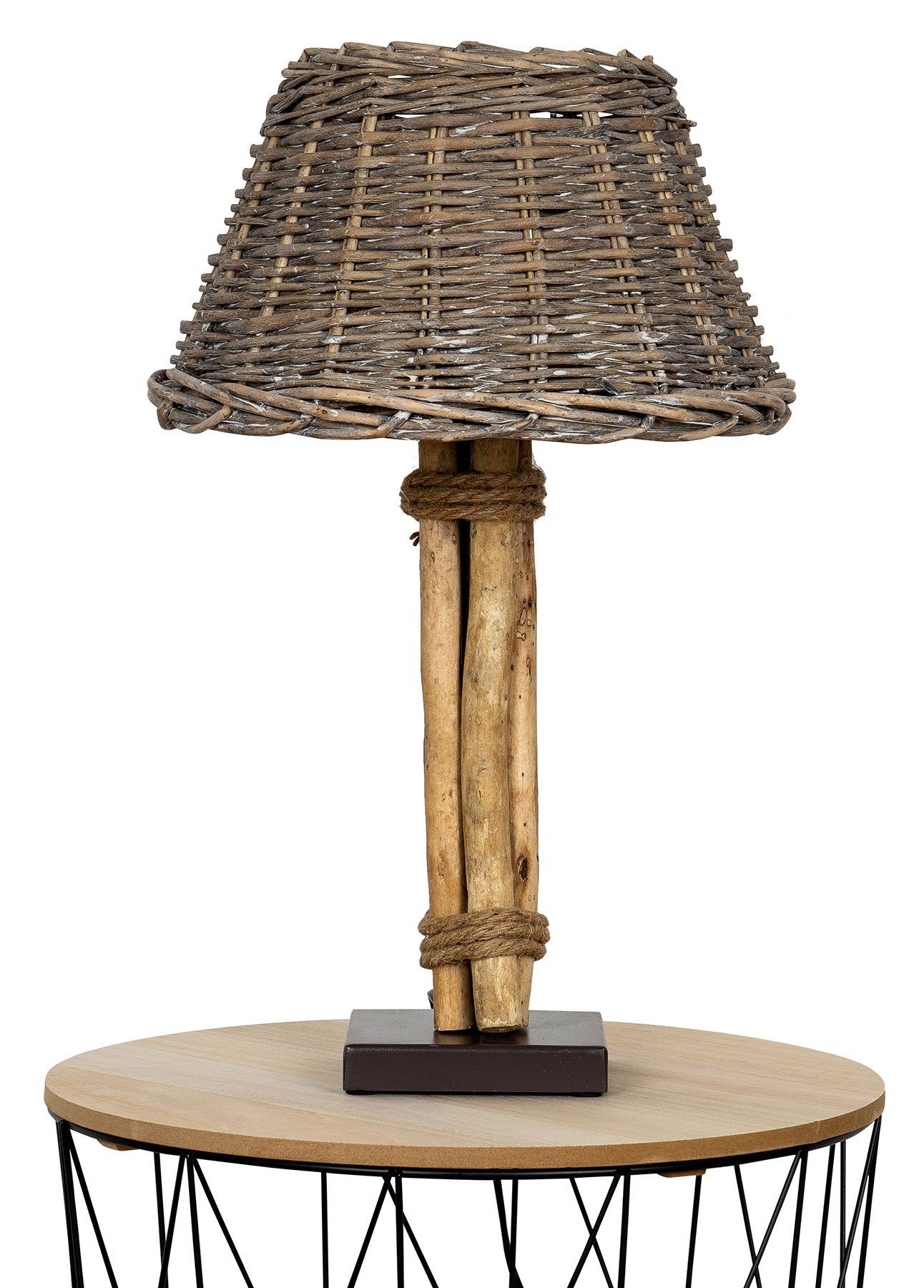 Levandeo® Nachttischlampe, Lampe H50cm Treibholz Braun Unikat Holzlampe Weide Holz Tischlampe