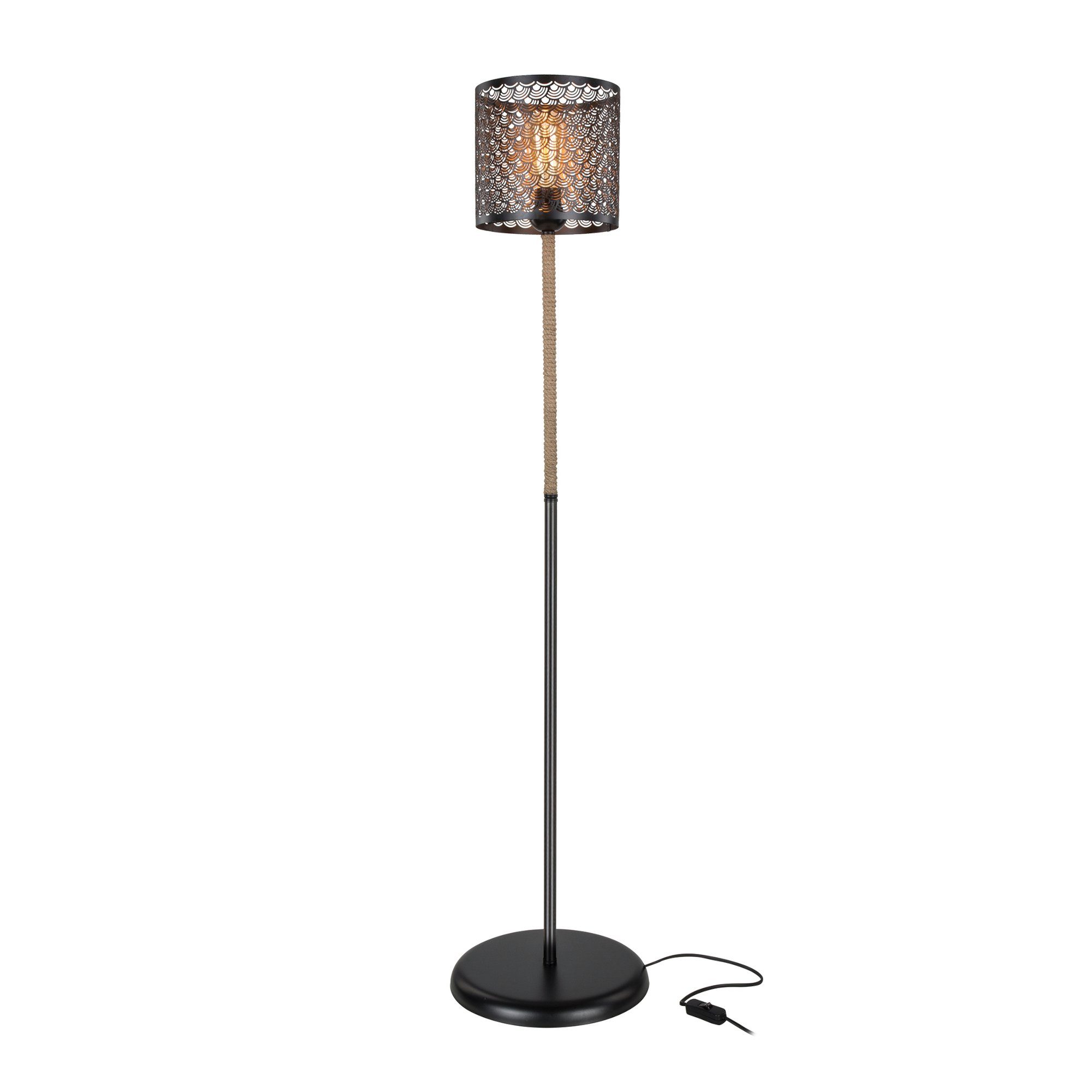 lux.pro Stehlampe, ohne Leuchtmittel, Hausleuchte 131cm »Farnborough« Standleuchte Schwarz/Jutefarben E27