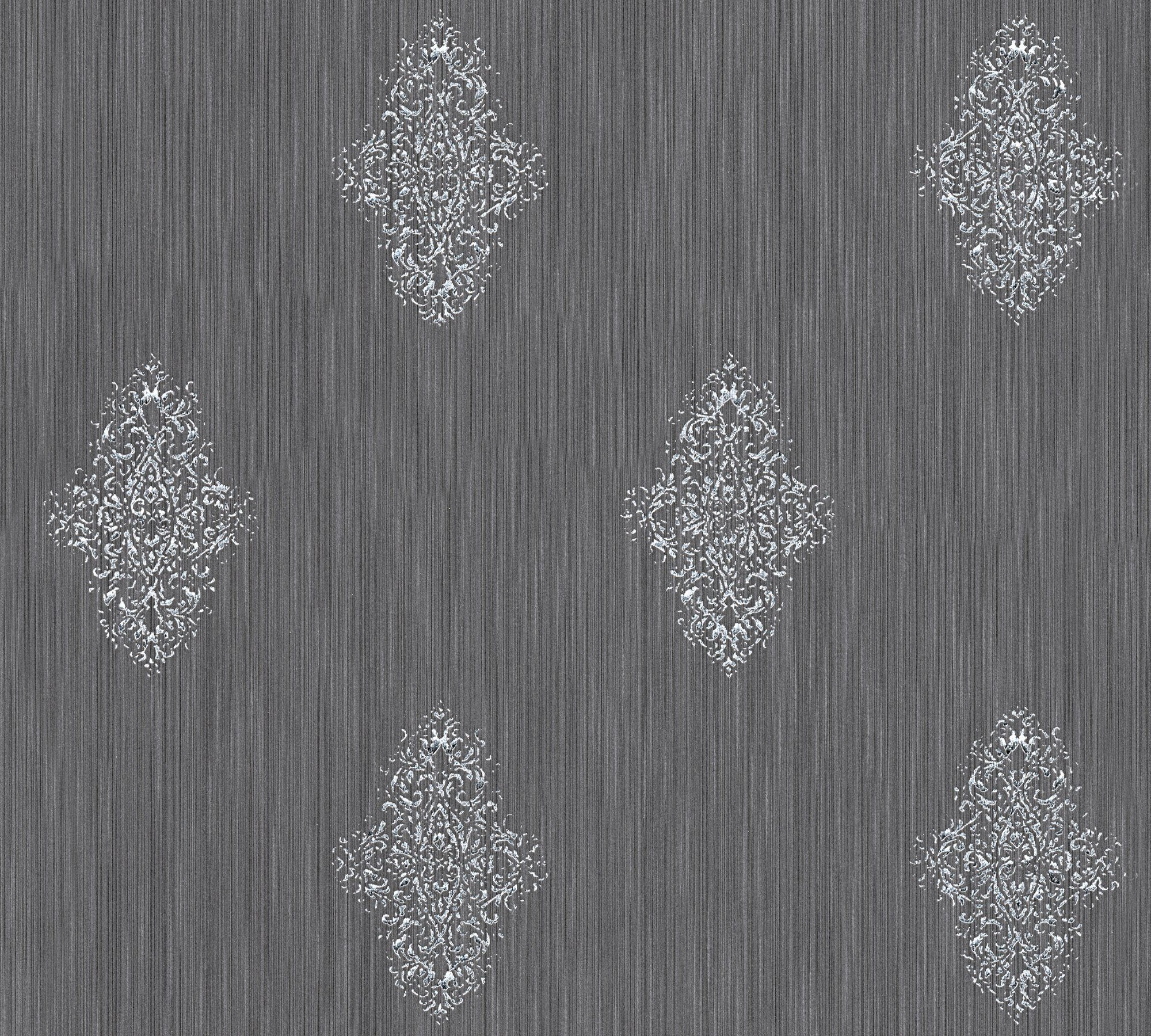 Architects Paper Textiltapete Luxury wallpaper, samtig, Barock, Textil Tapete Barock Metallic Effekt blau/silberfarben